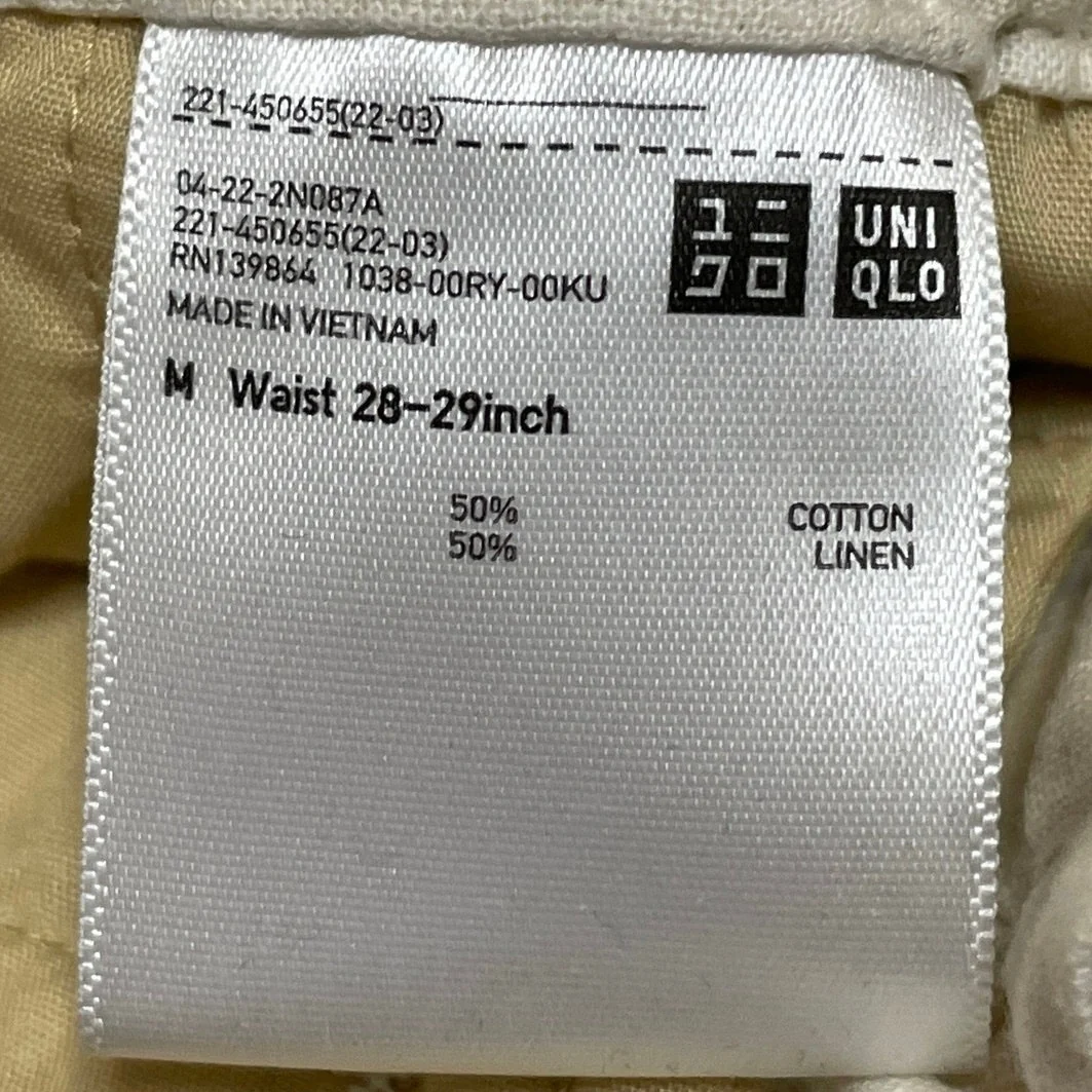 Uniqlo Womens White Linen Blend High Waisted Wide Leg Mini Paperbag Shorts Sz 29 - Image 4