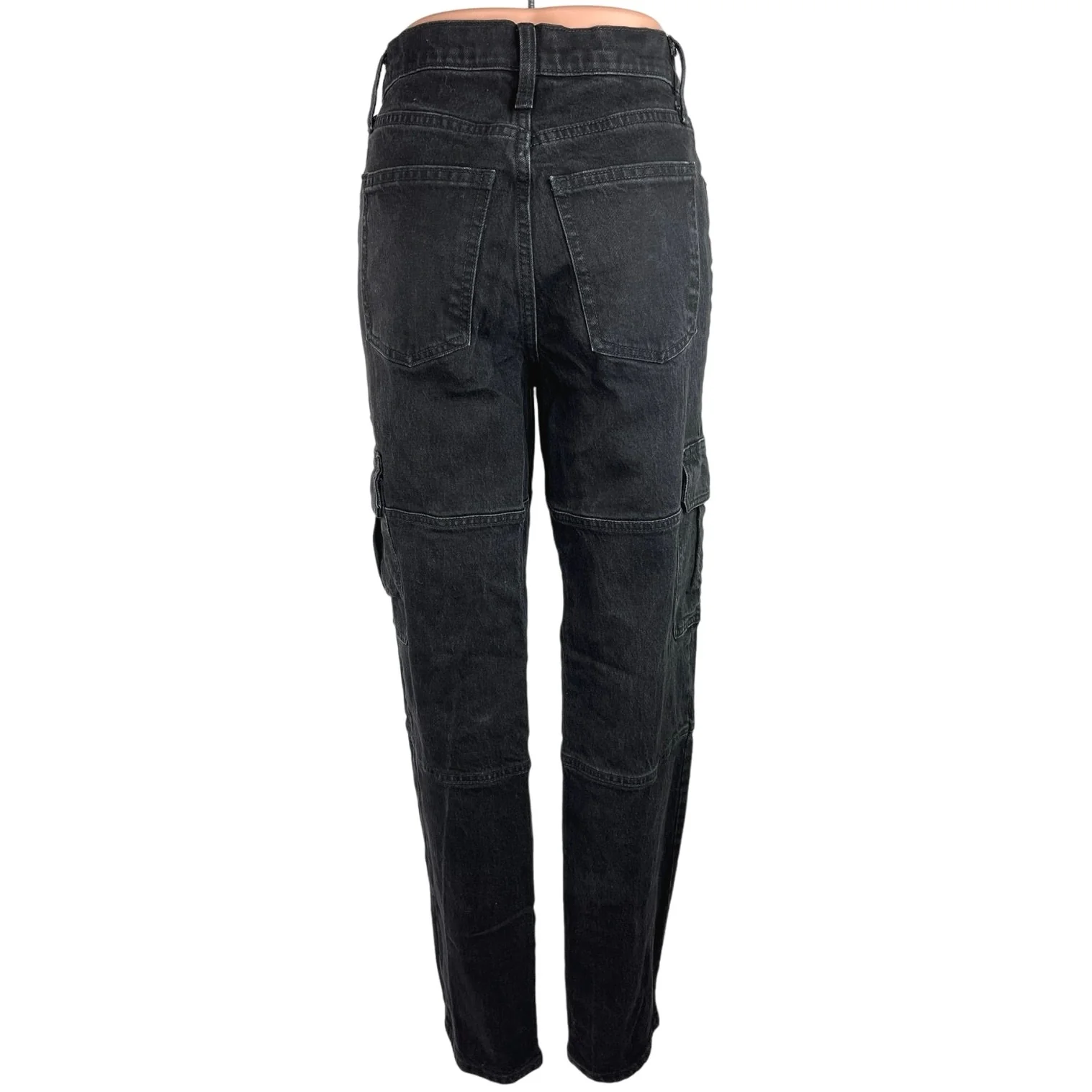 Universal Thread Women's Black High Rise Straight Leg Cargo Denim Jeans Size 2 - Image 3