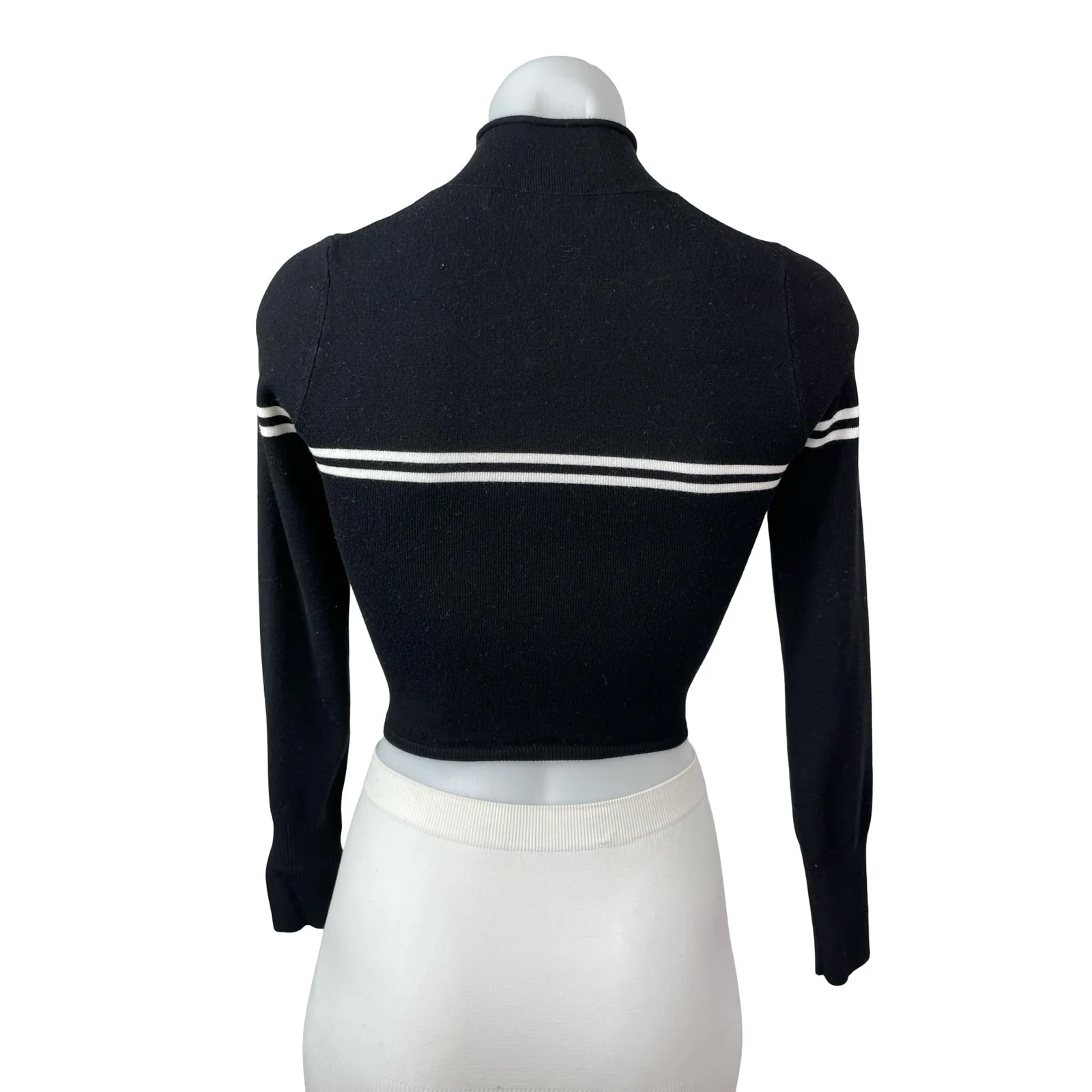 Urban Outfitters Angelo Striped Mock Neck Long Sleeve Crop Jumper Sweater Top XS - Image 3