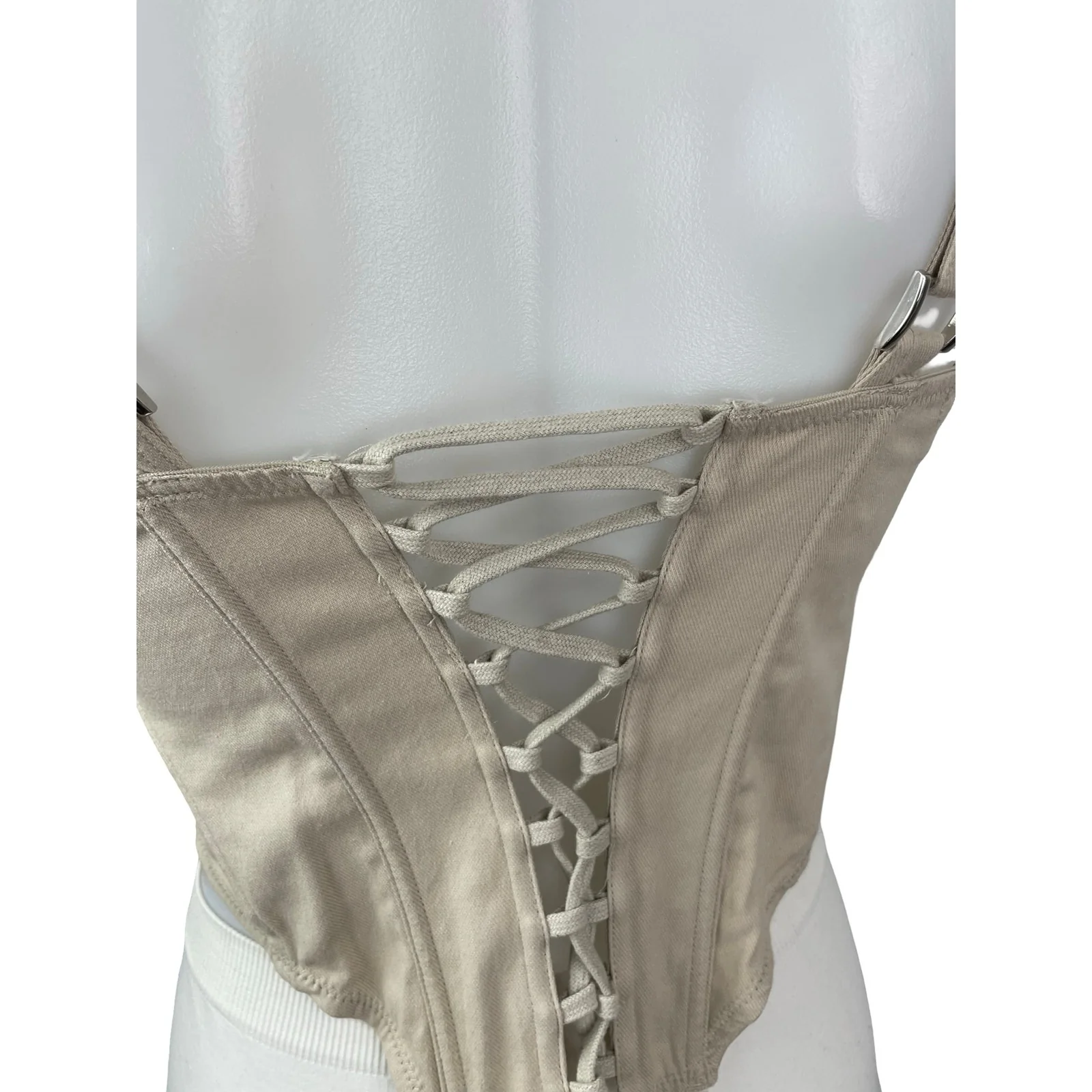 Urban Outfitters BDG Beige Corset Bustier Longline Lace Up Cami Tank Top Size S - Image 4