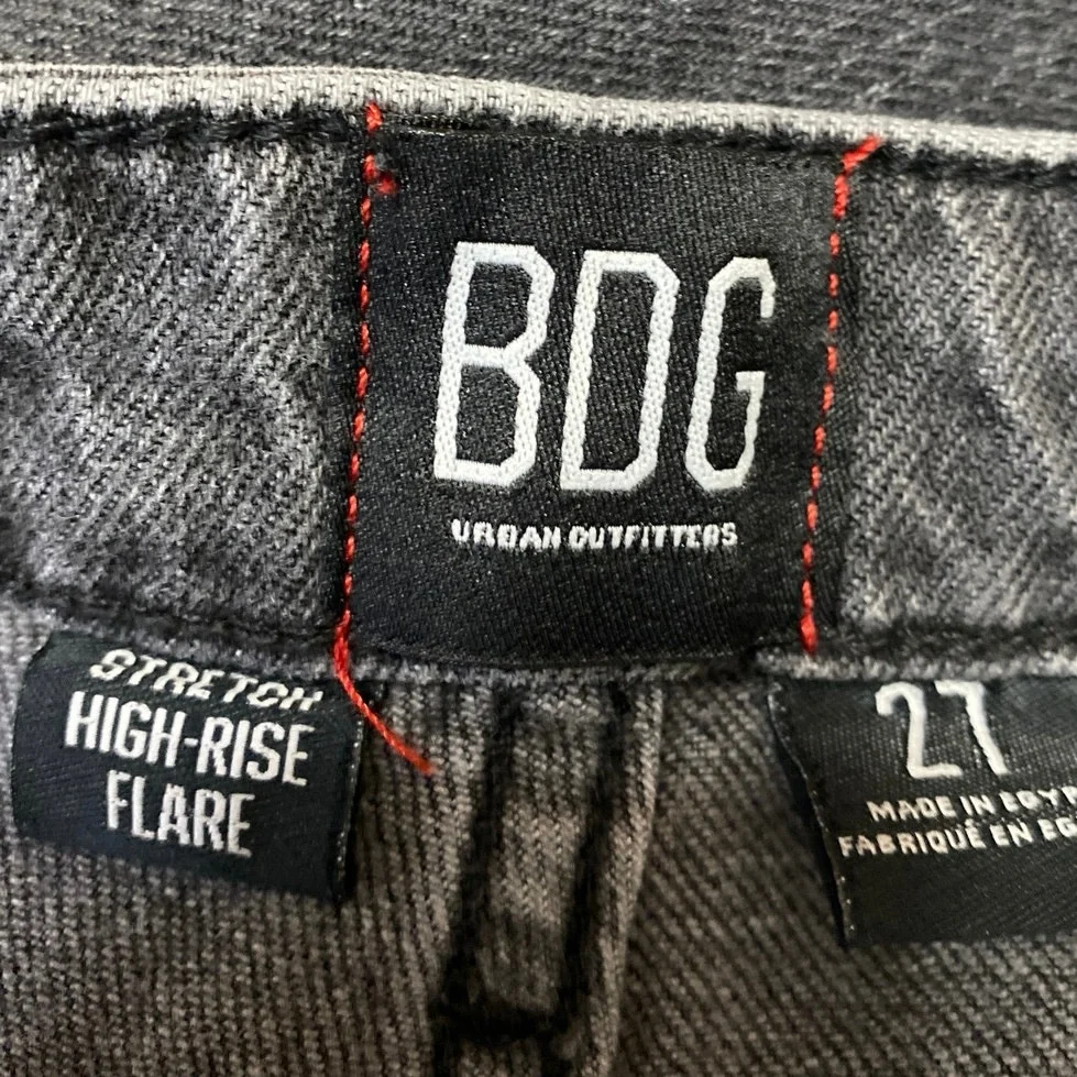 Urban Outfitters BDG Black Distressed High Rise Flared Bootcut Denim Jeans Sz 27 - Image 4