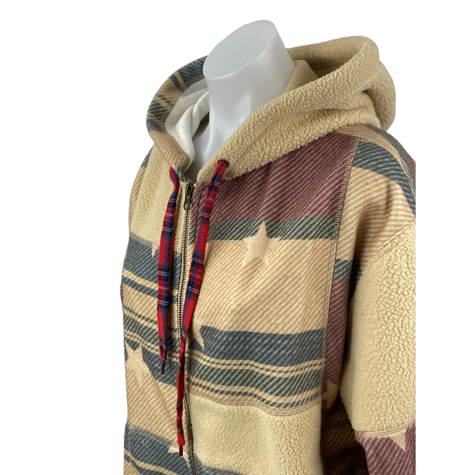 Urban Outfitters BDG Hunter Patchwork Faux Fur Athletic Hoodie Sweatshirt Top XS - Image 2