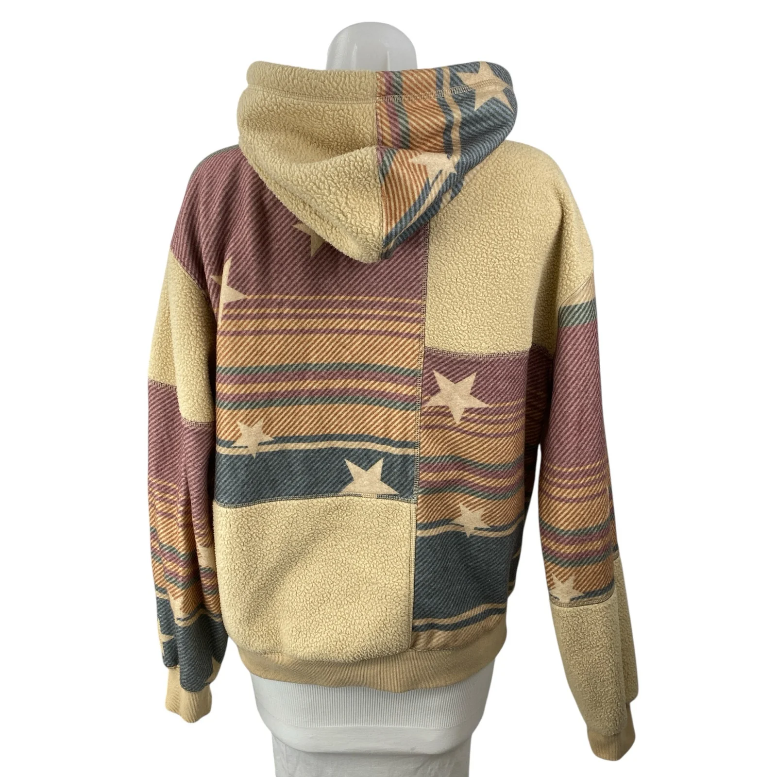 Urban Outfitters BDG Hunter Patchwork Faux Fur Athletic Hoodie Sweatshirt Top XS - Image 4