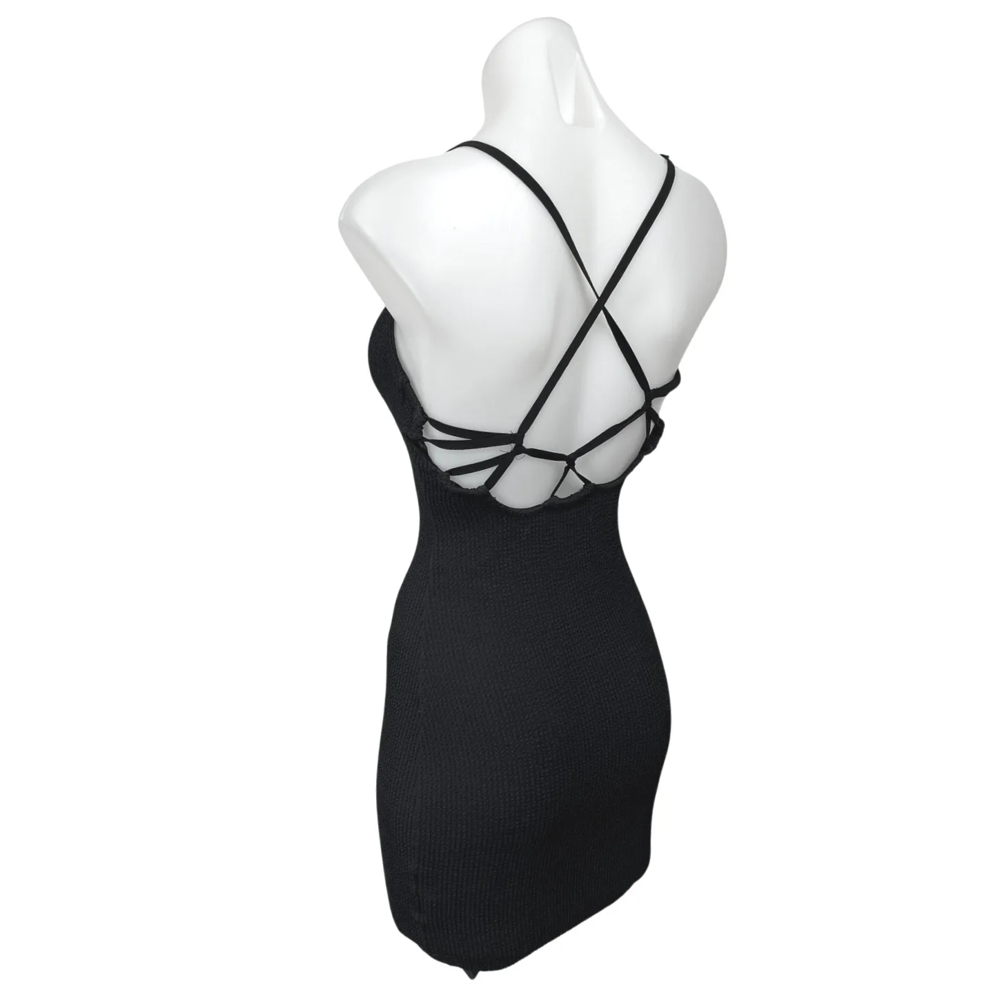 Urban Outfitters Black Sleeveless Rib Knitted Cami Camisole Mini Tank Dress XS - Image 2