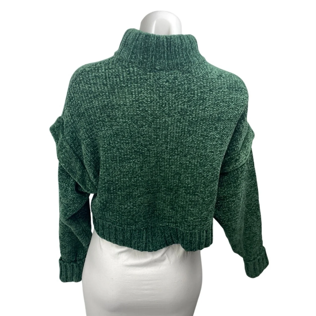 Urban Outfitters Daria Double Take Chenille Green Turtleneck Cropped Sweater XS - Image 2