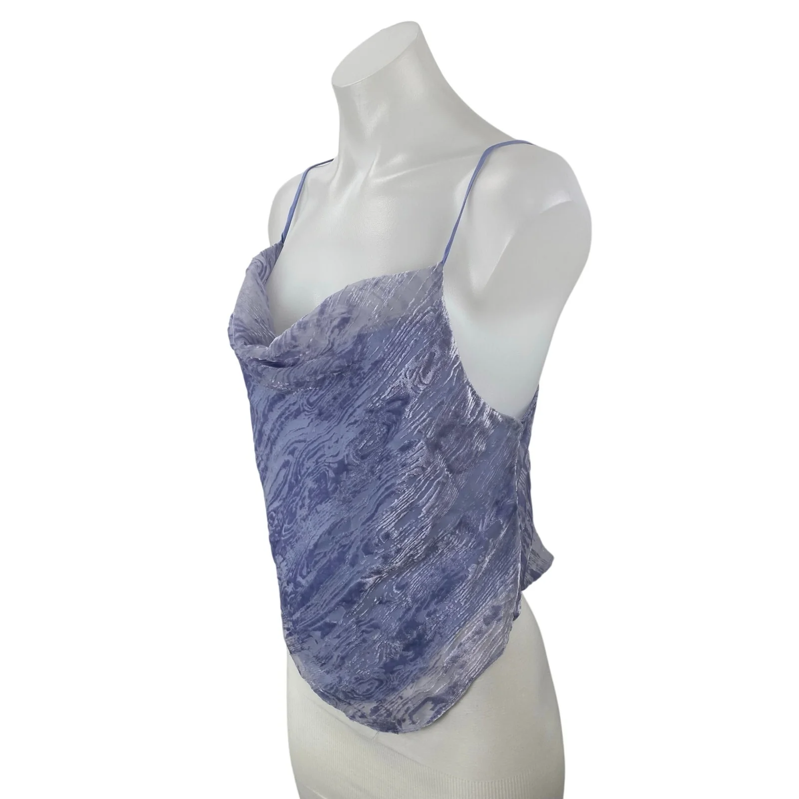 Urban Outfitters Esmie Blue Burnout Velvet Cowl Neck Cami Camisole Tank Top M - Image 3