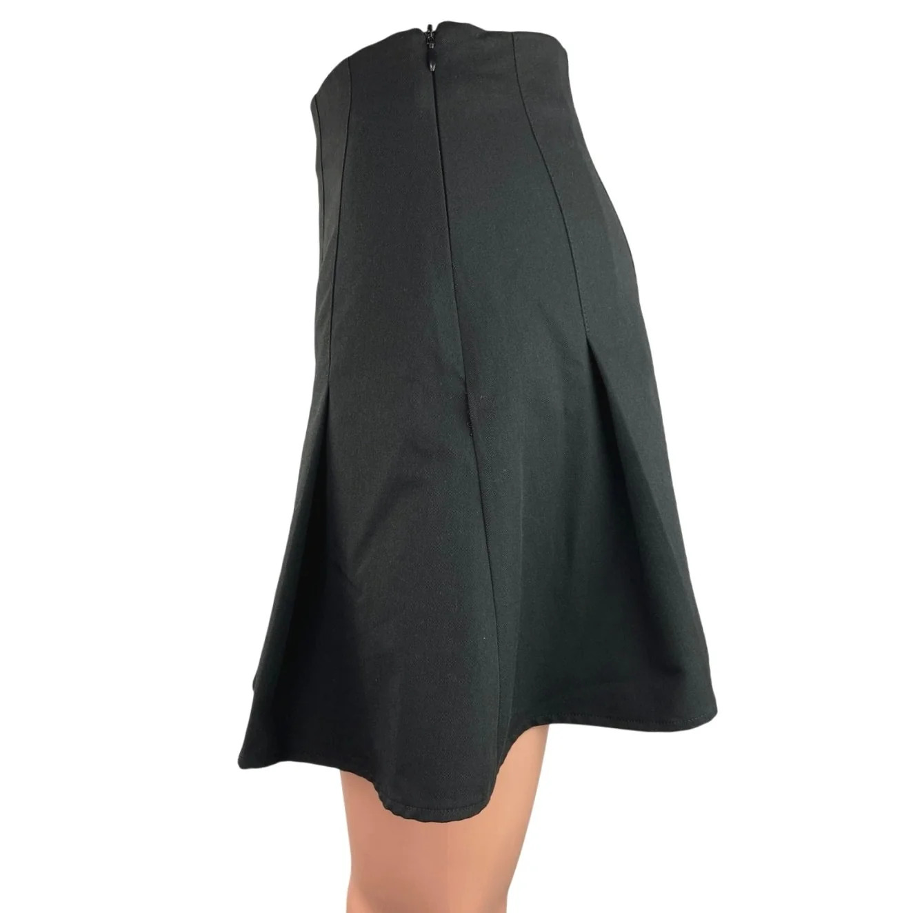 Urban Outfitters Motel Black Pleated Front Zipper A-Line Flare Mini Skirt Size S - Image 2