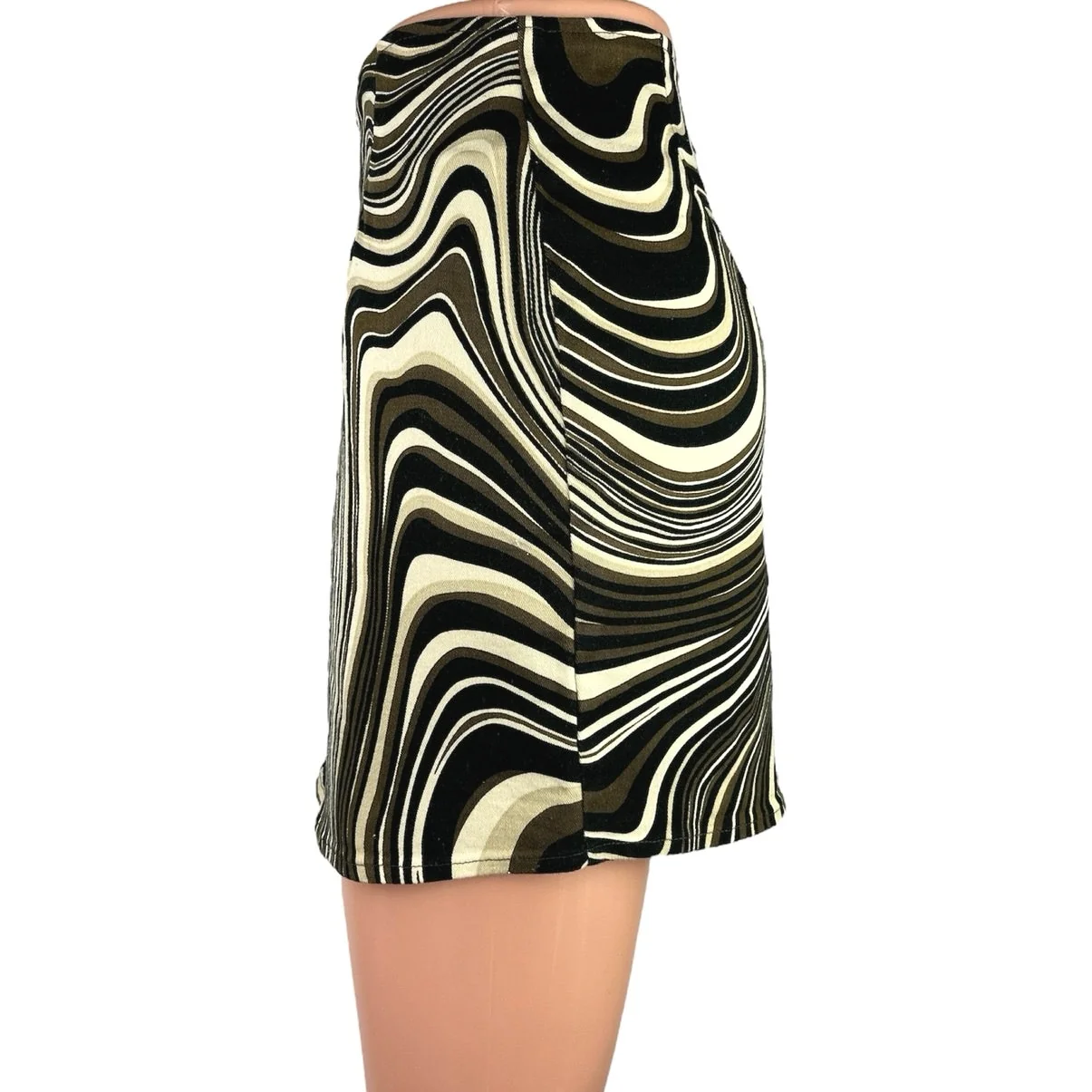 Urban Outfitters Motel Womens Black Zipper Ripple Straight Pelmo Mini Skirt XS - Image 2