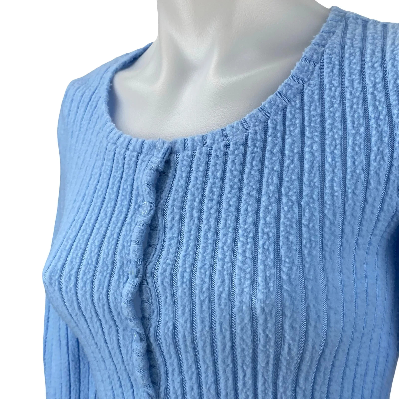 Urban Outfitters Out From Under Blue Rib Knit Button Up Crop Cardigan Sweater XS - Image 3