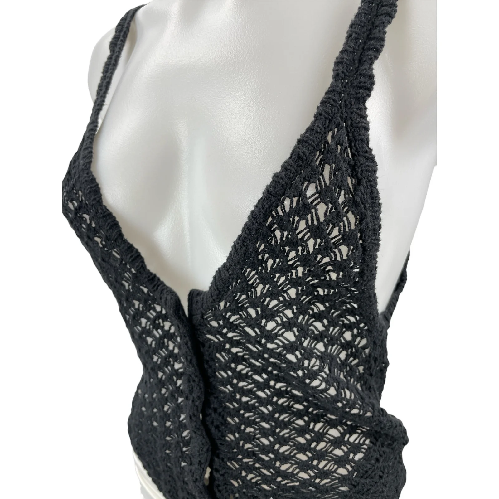 Urban Outfitters Sommer Crochet Sleeveless Deep V Neck Button Up Cami Tank Top S - Image 2