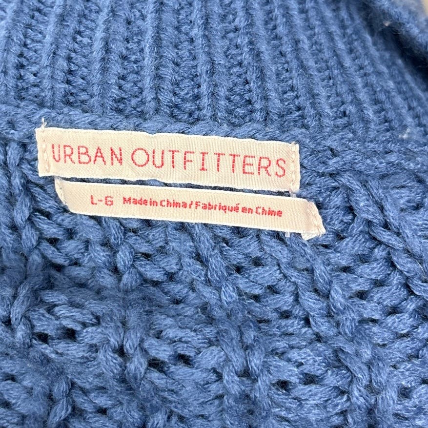 Urban outfitters Womens Blue Cable Knit Long Sleeve Oversized V-Neck Sweater Top - Image 6