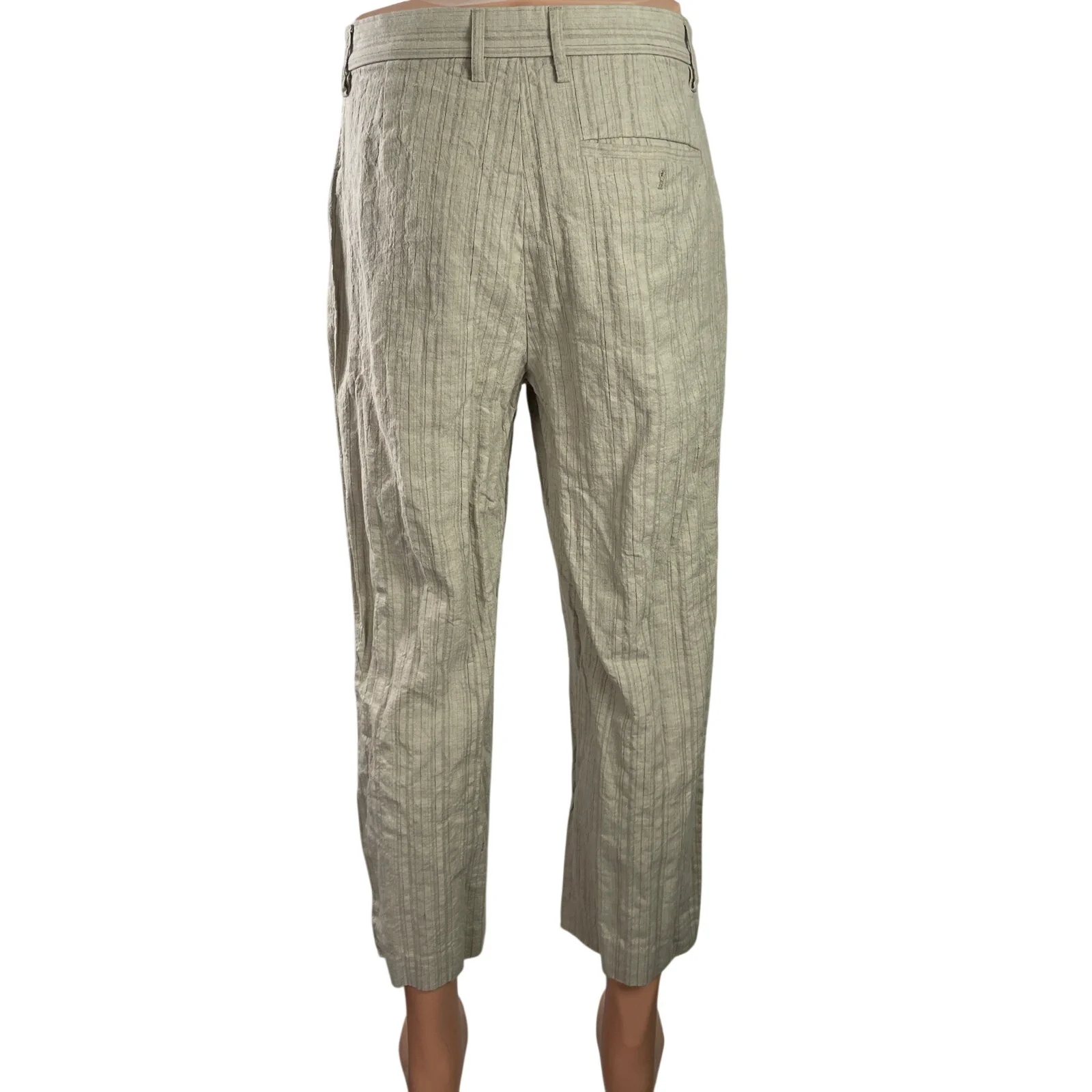 Urban Revivo Womens Beige Pleated High Waisted Straight Leg Trousers Pants Sz S - Image 3