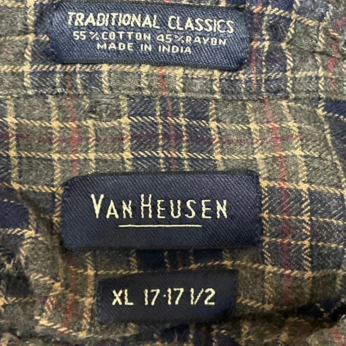 Van Hausen Men Blue Plaid Classic Pocket Long Sleeve Button Down Dress Shirt XL - Image 4