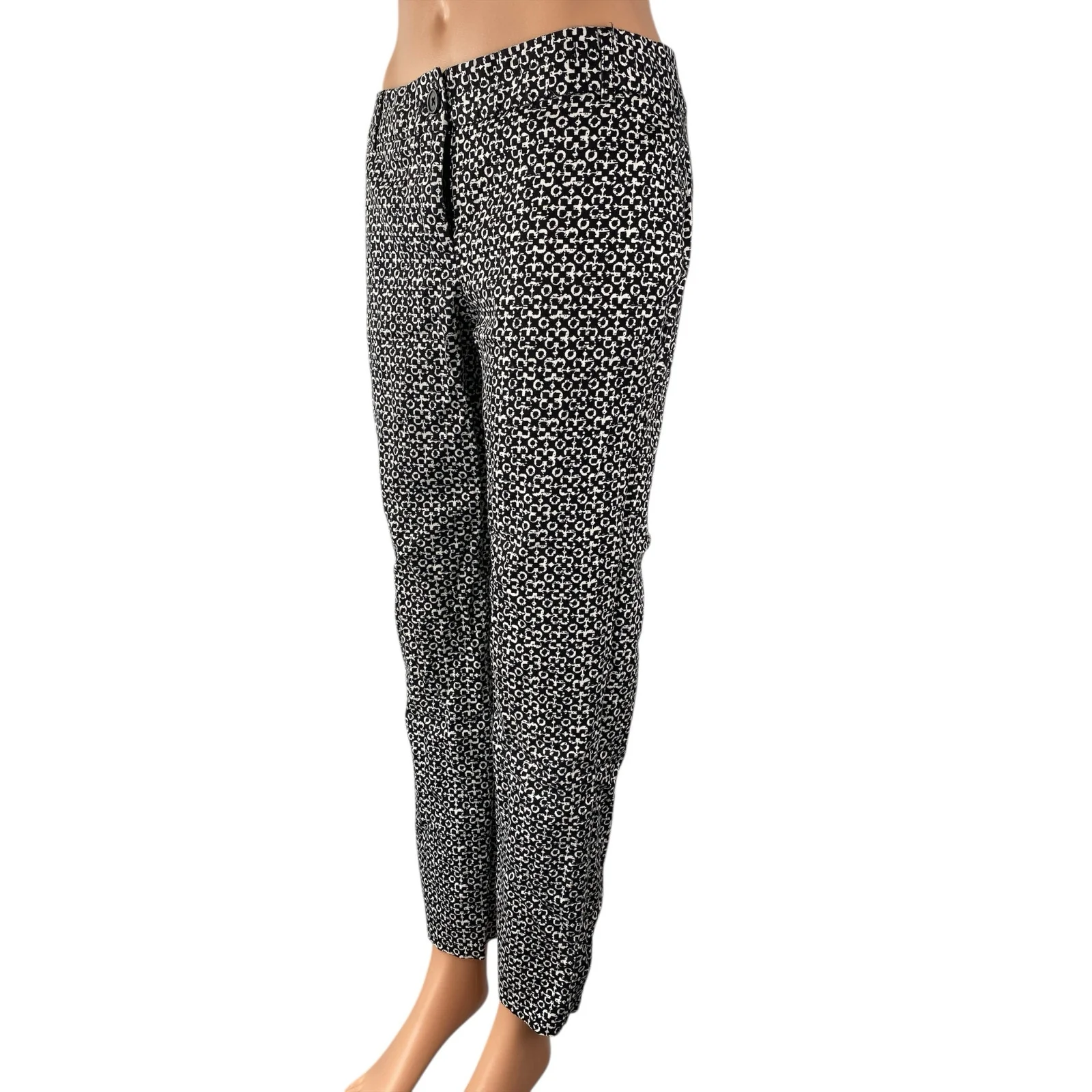 Van Heusen Stretch Women's Geometric High Rise Straight Trousers Dress Pants 4 - Image 2
