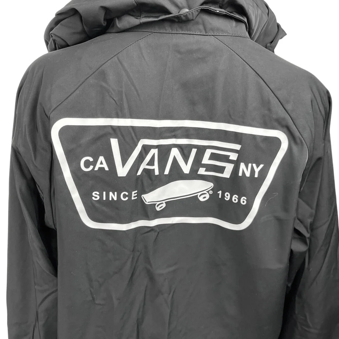 Vans Torrey Women's Black Button Hooded Hoodie Windbreaker Rain Coat Jacket S - Image 5