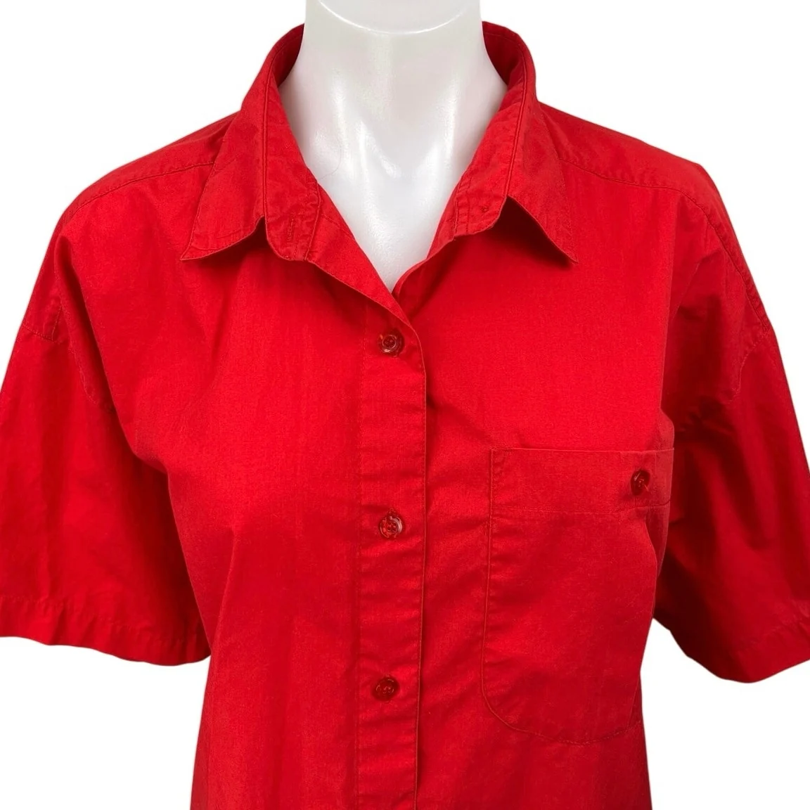 Venezia Women's Red Short Sleeve Pocket Collared Button Down Shirt Top Size M - Image 3