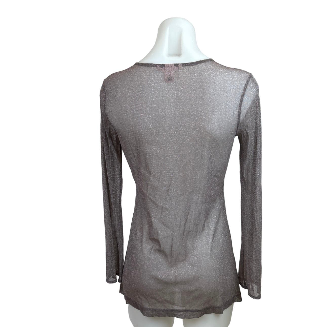 Victoria’s Secrets Sparkle Metallic Purple Grey Sheer Long Sleeve Tunic Top XS - Image 3