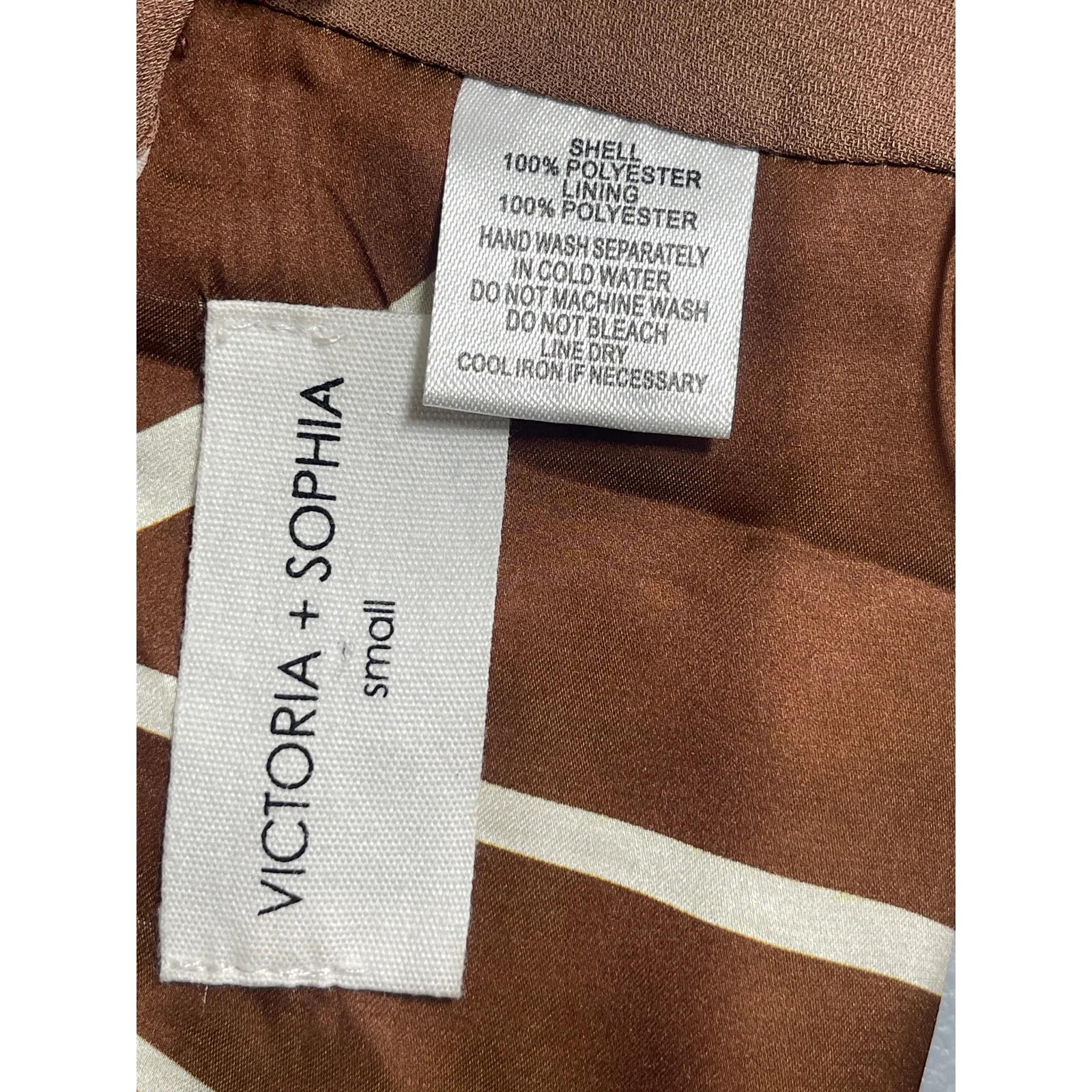 Victoria + Sophia Brown Halter Sleeveless Open Back Plunge V Blouse Crop Top S - Image 3