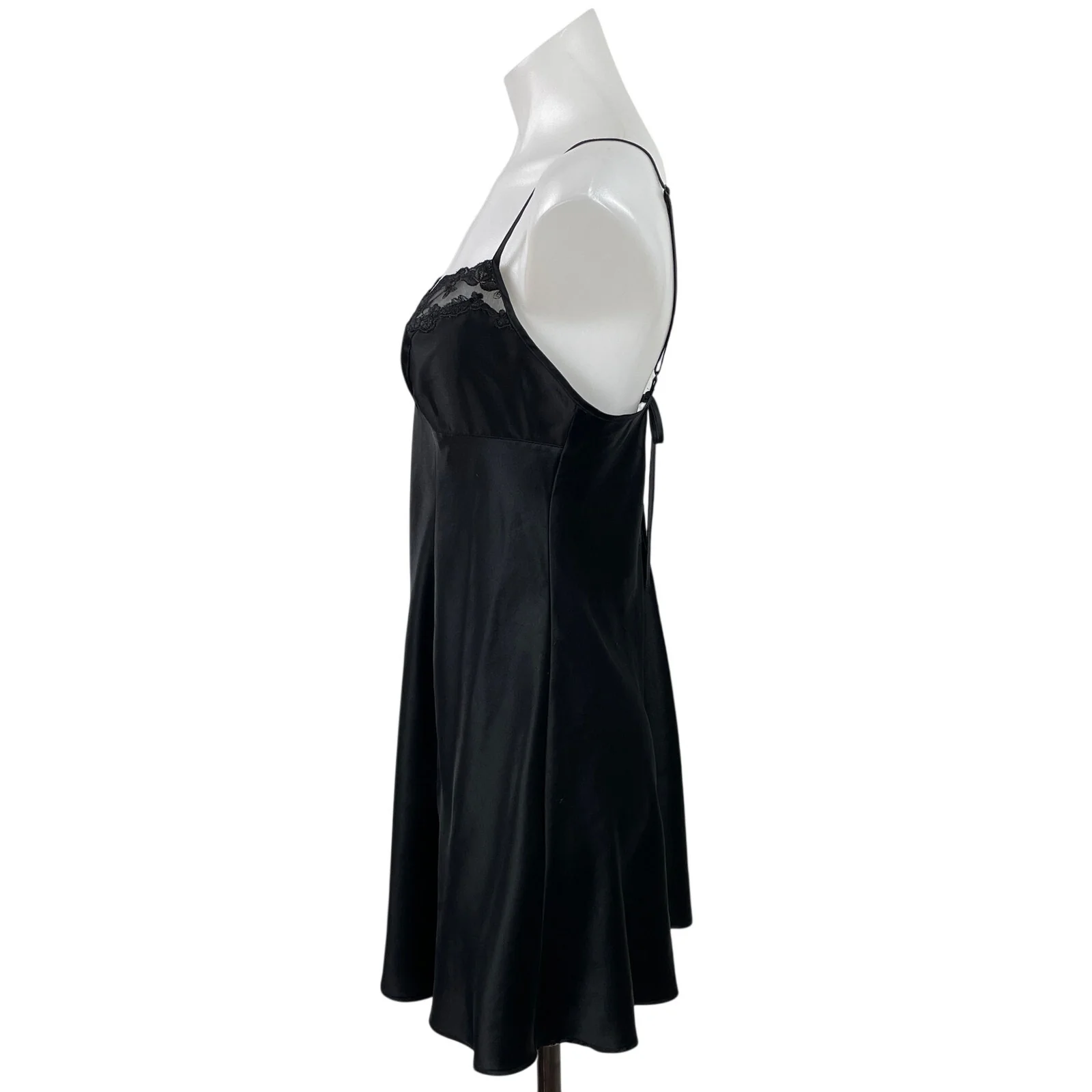 Victoria's Secret Black Silky Satin Sleeveless Cami Camisole Mini Slip Dress M - Image 2