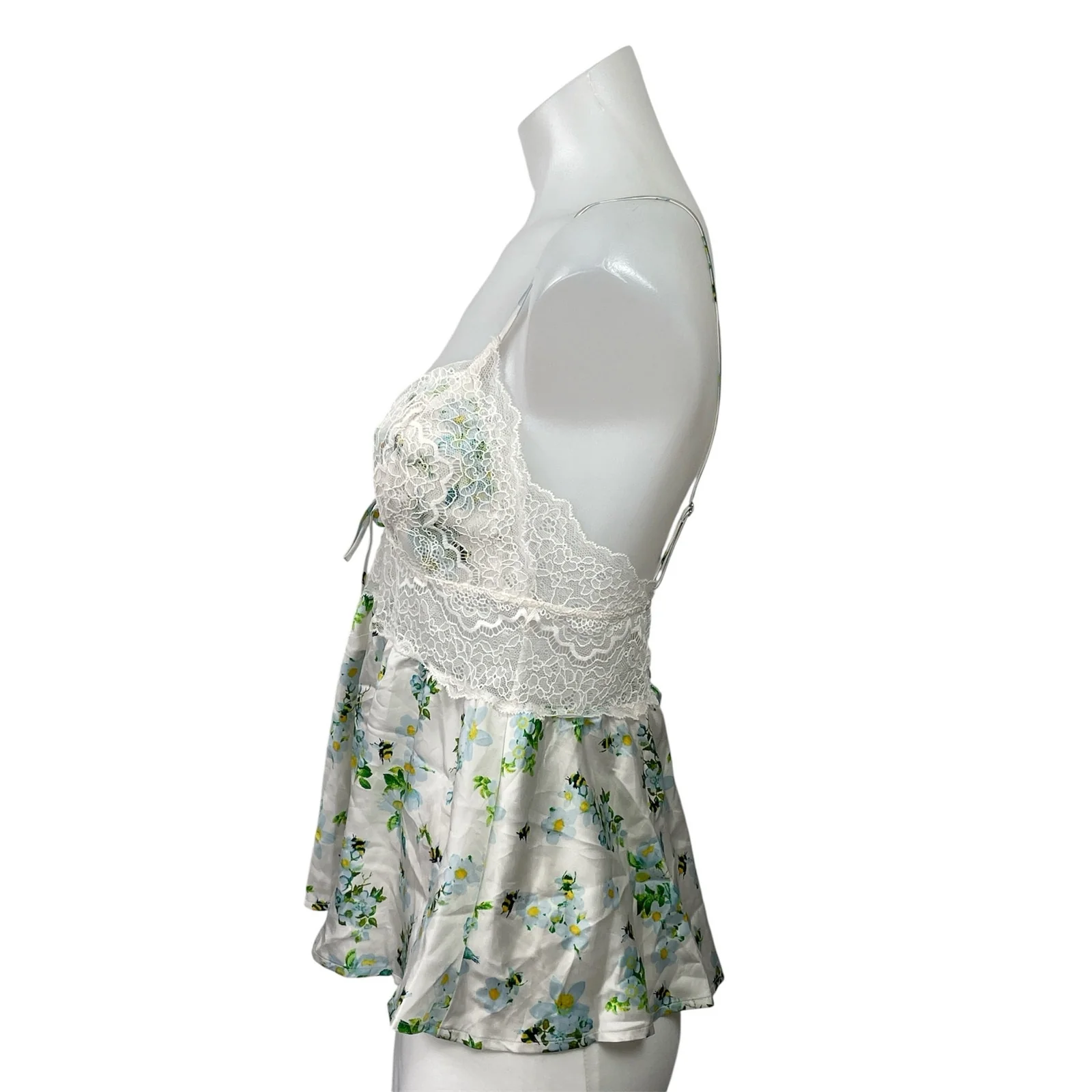 Victoria's Secret Green Floral Lace Sleeveless Cami Tank Peplum Blouse Top M - Image 2