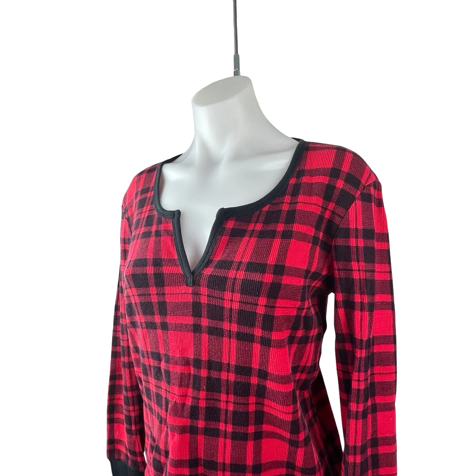 Victoria's Secret Red Plaid Knit Long Sleeve Jogger Pant Sleepwear Pajamas Set M - Image 3