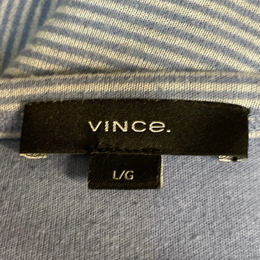 Vince Womens Blue Striped Long Sleeve Crew Neck Knit Pullover Sweater Top Size L - Image 4