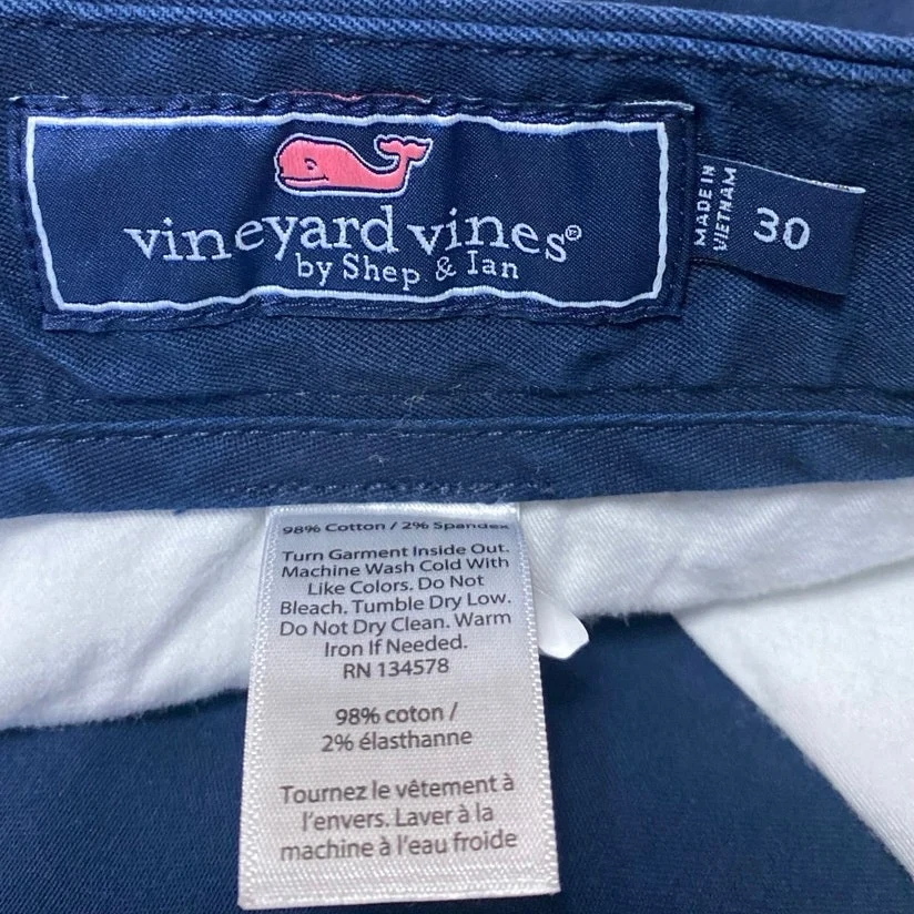 Vineyard Vines Breaker Men's Blue Straight Golf Bermuda Chino Khaki Shorts Sz 30 - Image 4