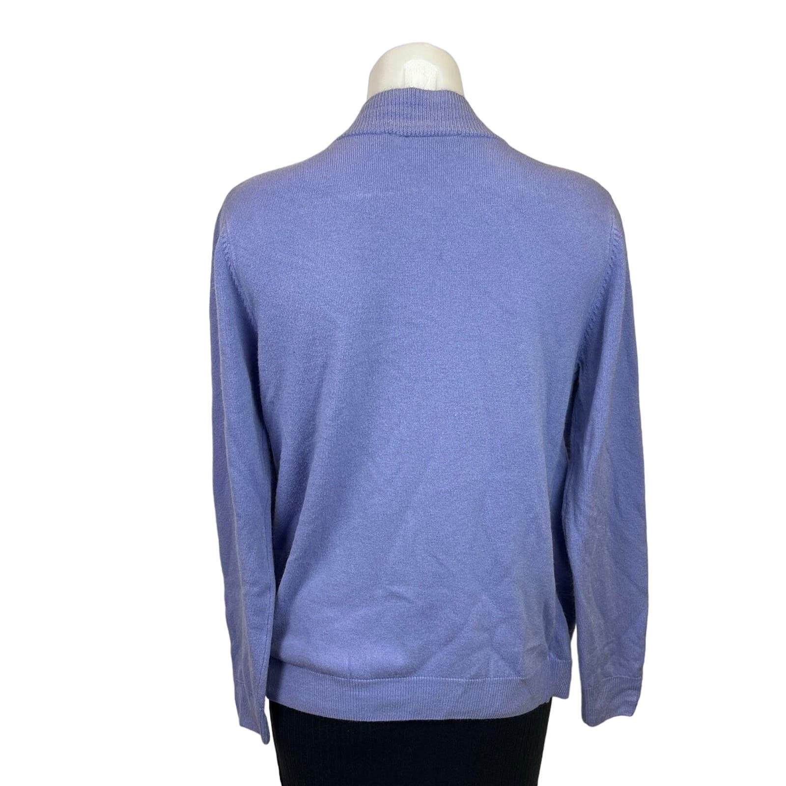Vintage Bromley Women's Purple Acrylic Soft Knit Crew Neck Long Sleeve Cardigan Top - Image 3