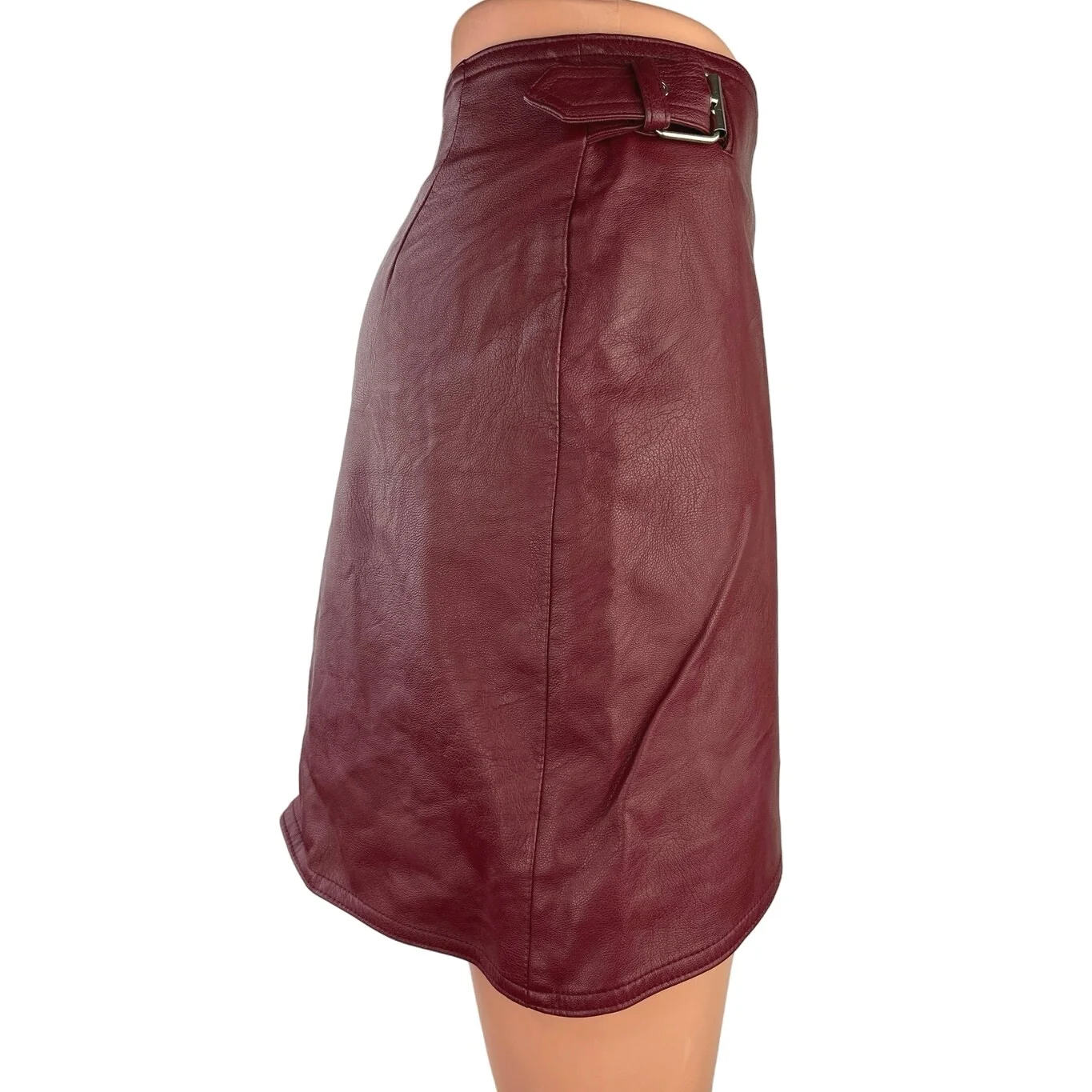 Vintage Evil Twin Red High Waist Buckle Strap Faux Leather Wrap Mini Dress Sz XS - Image 3