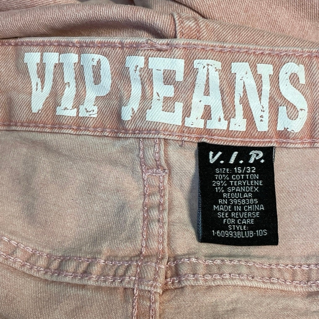 VIP Jeans Women's Pink High Rise Cargo Straight Baggy Wide Leg Denim Size 15/32 - Image 4