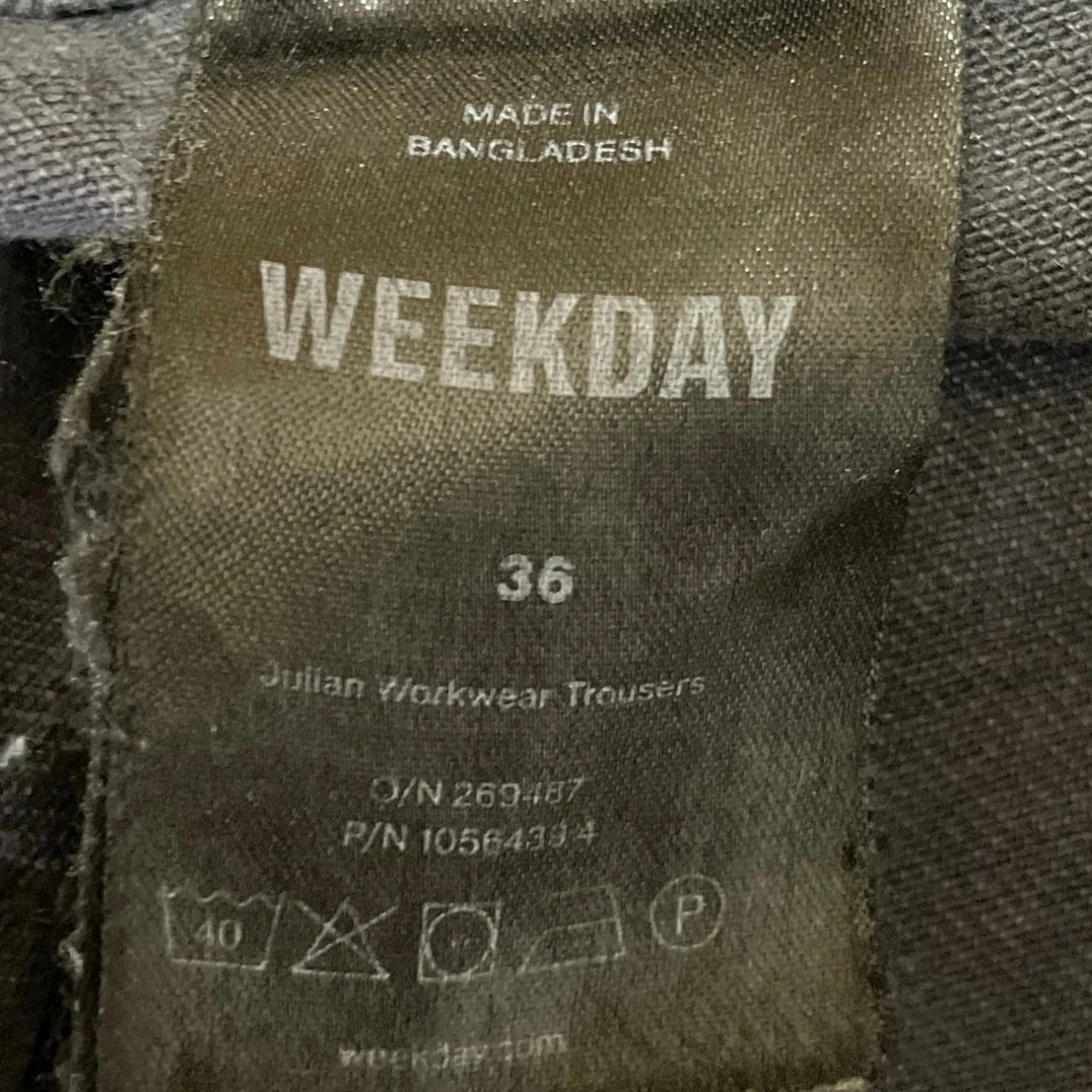 Weekday Julian Womens Black High Rise Wide Leg Utility Cargo Denim Jeans Size 36 - Image 5