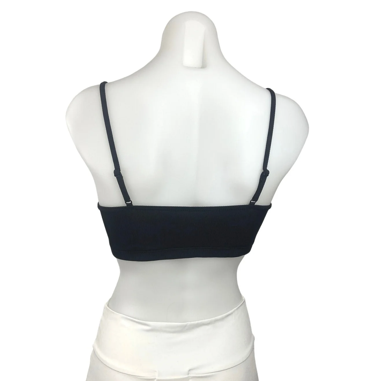Weekday Ophelia Black Soft Ribbed Knit Spaghetti Strap Scoop Neck Bra Size L - Image 3