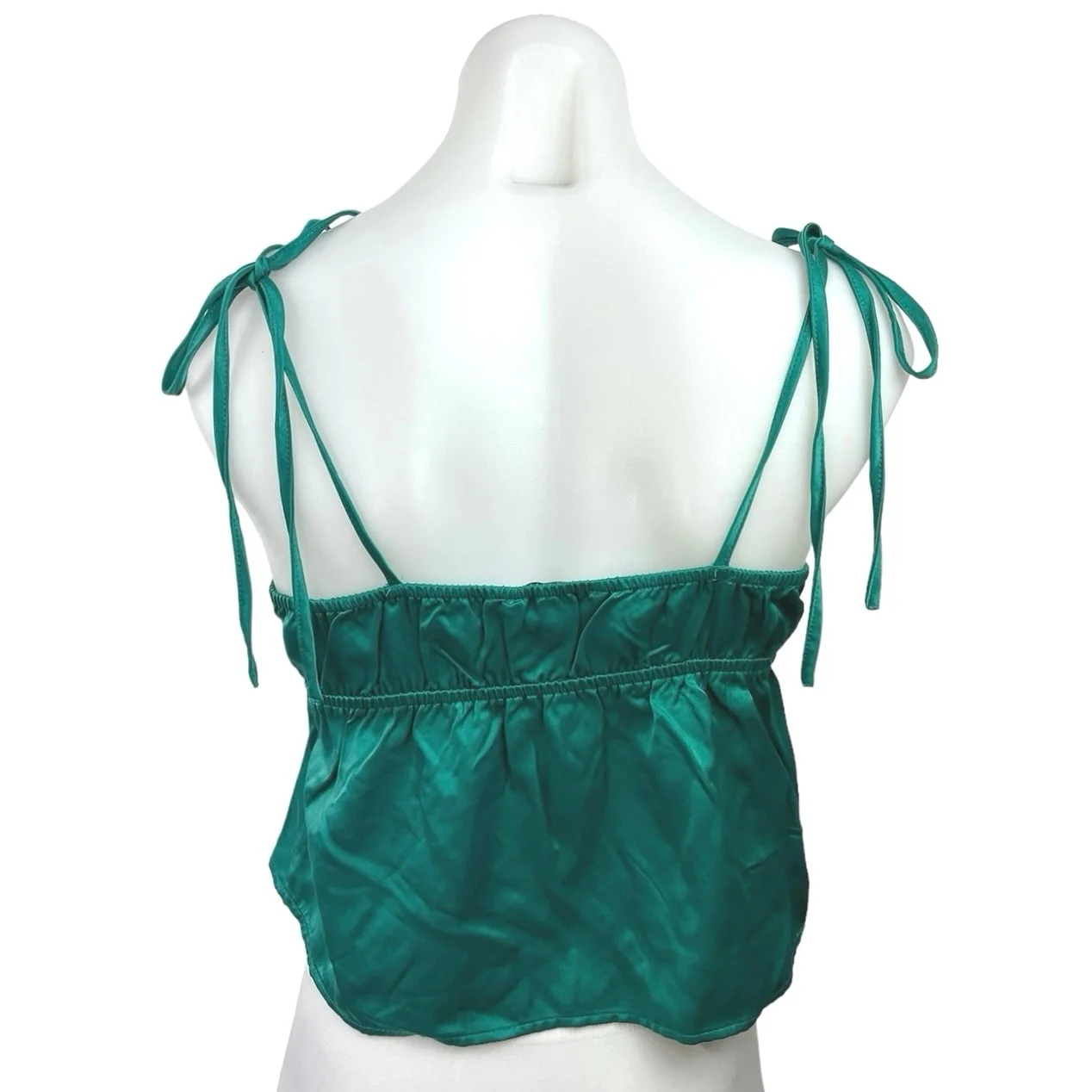 WeWoreWhat Teal Green Tie Shoulder V-Neck Elasticized Back Camisole Tank Top M - Image 2