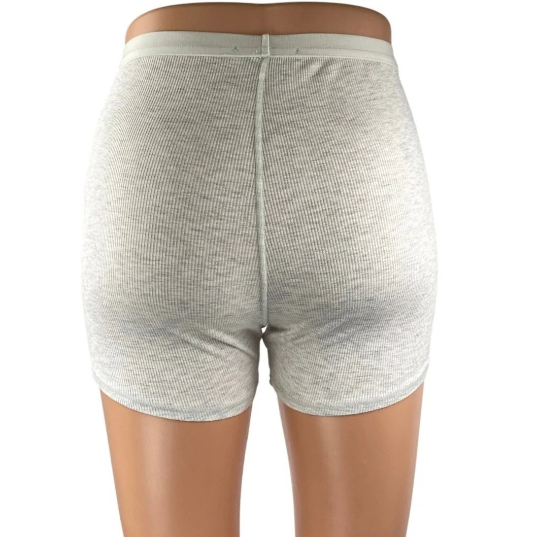 WeWoreWhat Women's Gray Rib Knit High Waist Button Boxer Lounge Sleep Shorts Sx` - Image 3