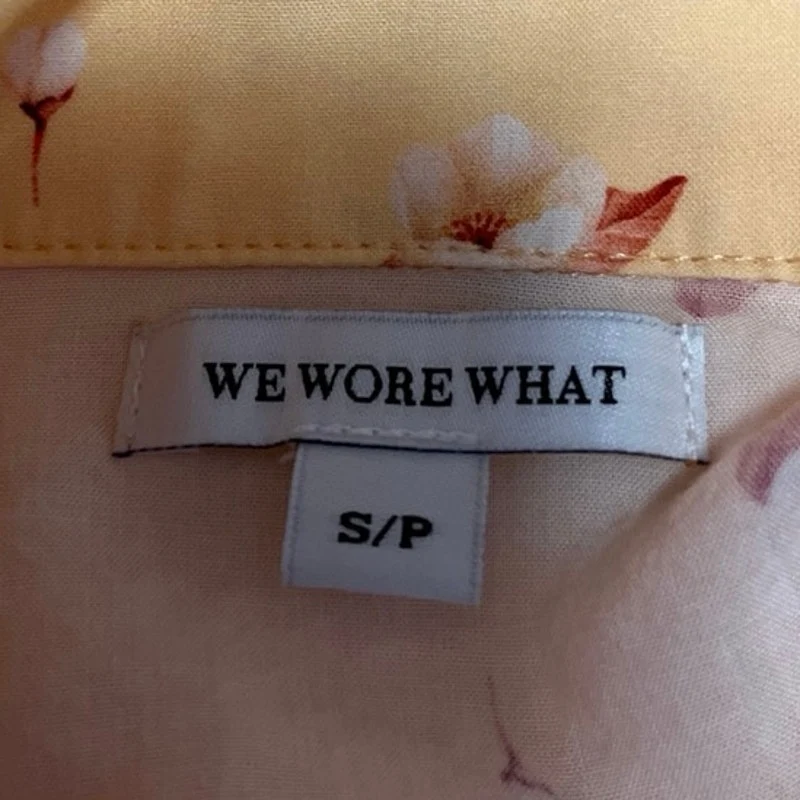 WeWoreWhat Yellow Floral Long Sleeve Tie Knot Collared Polo Shirt Crop Top Sz S - Image 3