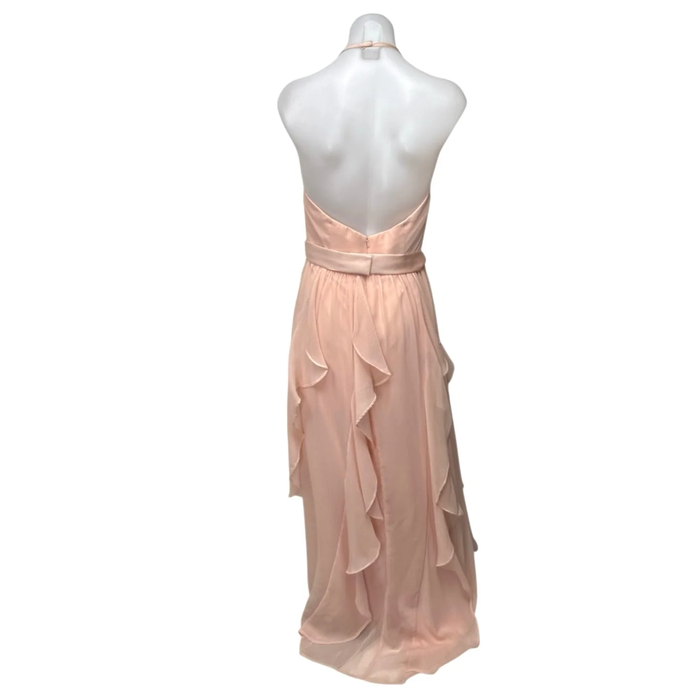 White by Vera Wang Coral Sleeveless Ruffle Halter Bridesmaid Maxi Dress Size 6 - Image 2