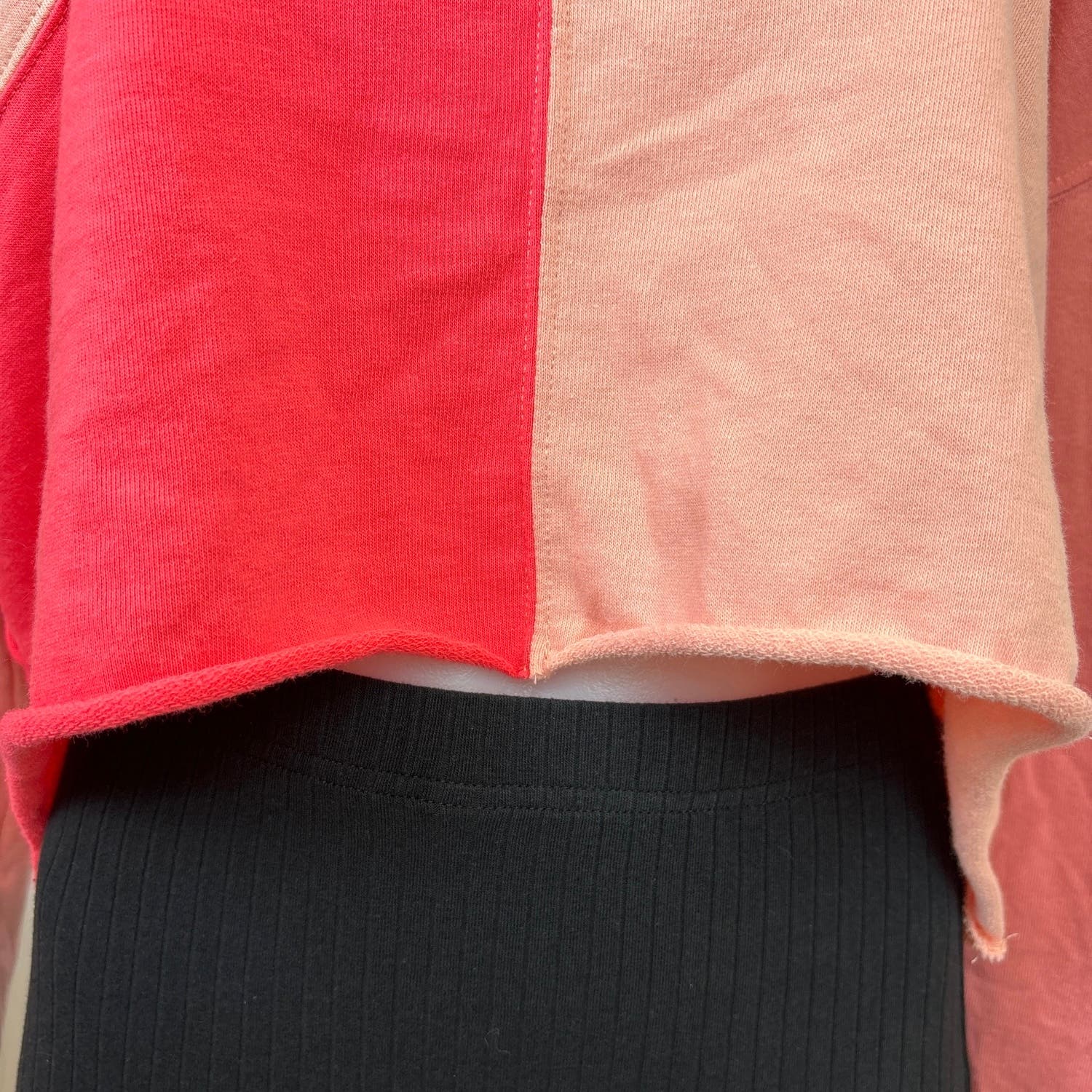 Wild Fable Womens Neon Pink Crew Neck Long Sleeve Colorblock Crop Sweatshirt S - Image 5