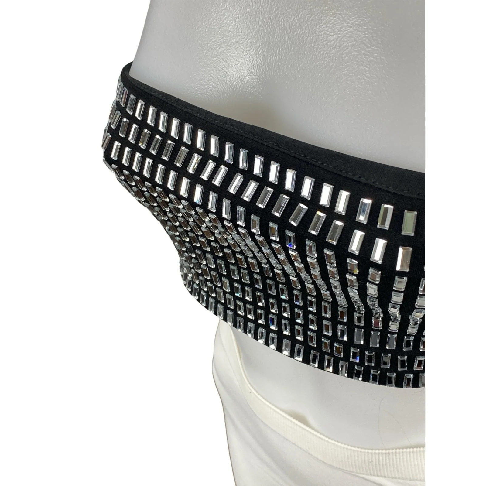 Windsor Black Silver Beaded Crystal Bandeau Strapless Tube Crop Top Size XS - Image 3