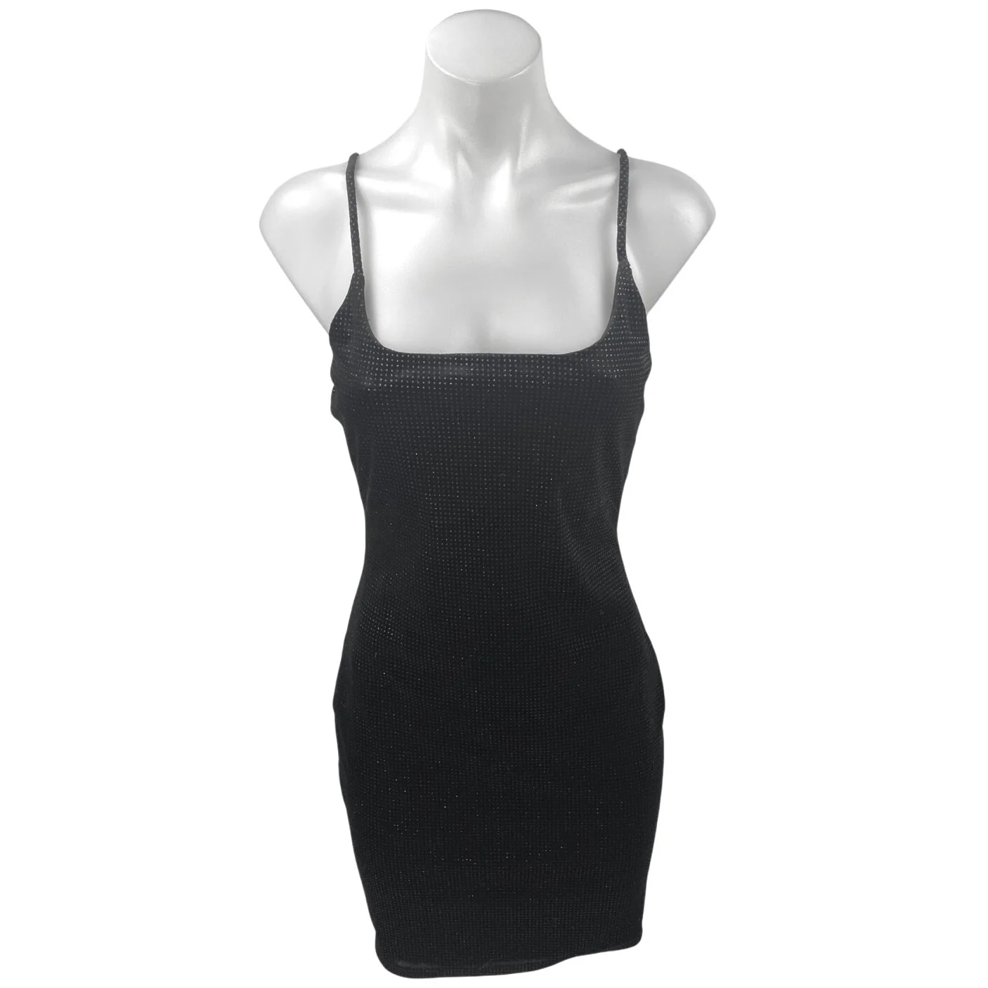 Windsor Black Velvet Velour Sleeveless Cami Square Neck Mini Bodycon Dress Sz S