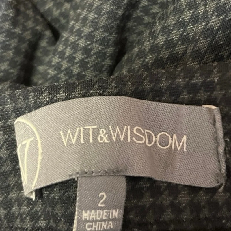 Wit & Wisdom Black Houndstooth Straight Cropped Trouser Dress Pants Size 2 - Image 4