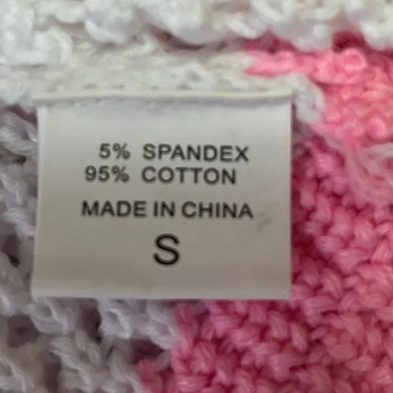 Women's Multicolor Colorblock Crochet Knit Long Sleeve Sweater Crop Top Size S - Image 4