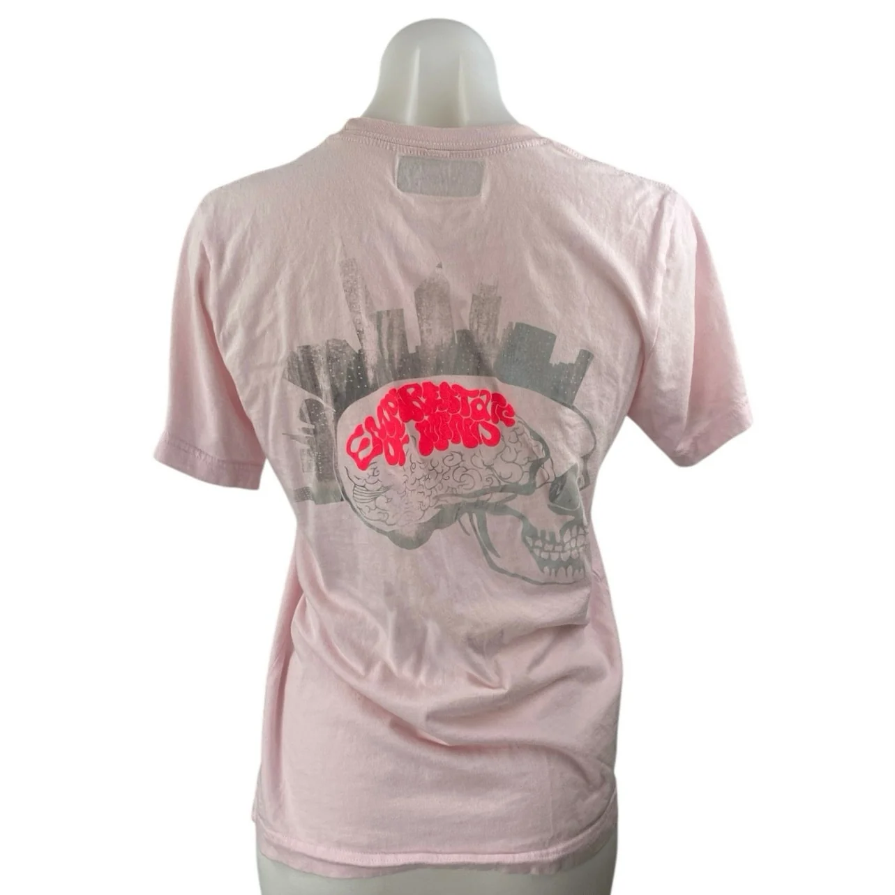 Women's Pink Crewneck Short Sleeve Graphgic Print Casual Tee T-shirt Top Size S - Image 3