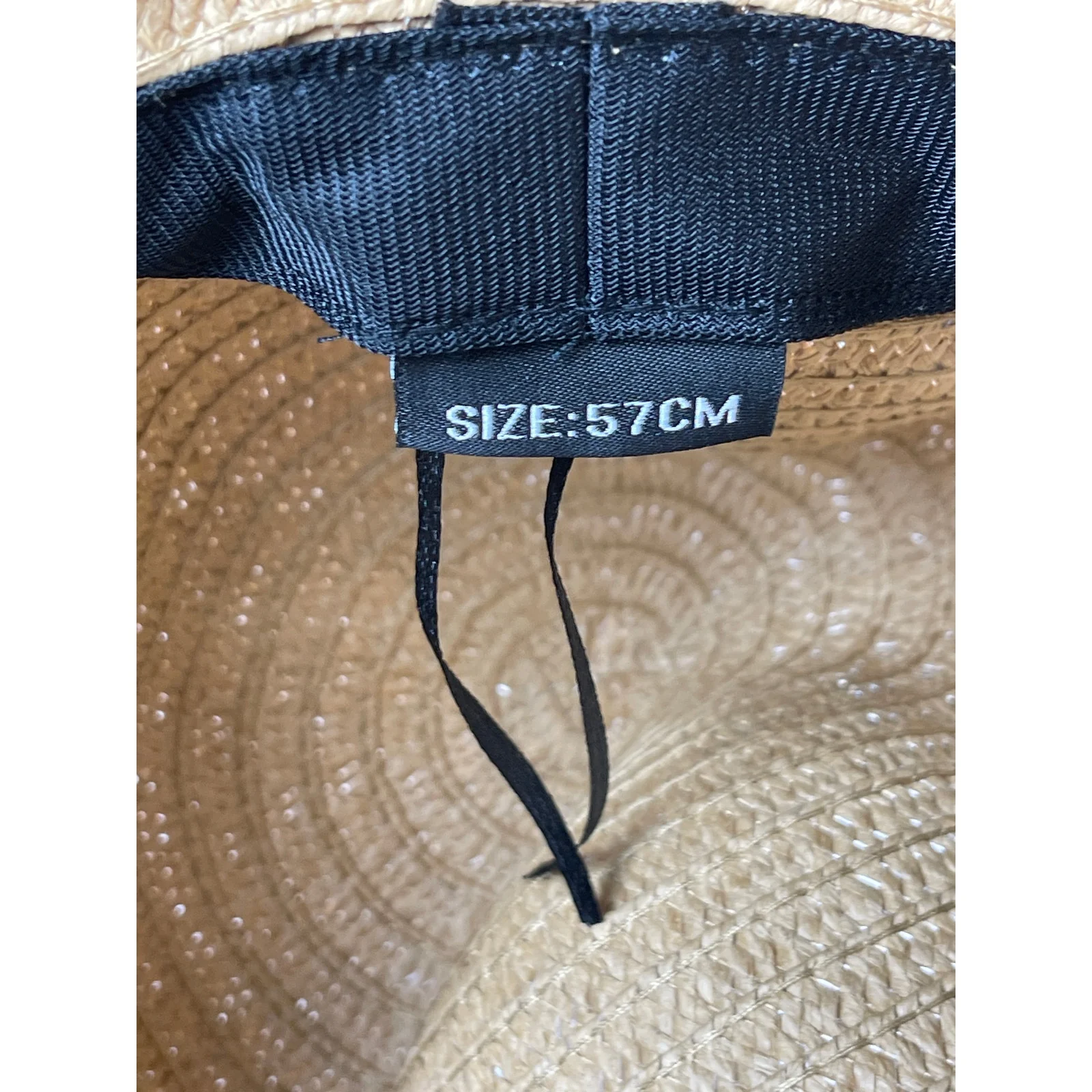 Women's Tan Oversized Wide Brim Woven Straw Summer Beach Sun Hat Cap Size 57cm - Image 7
