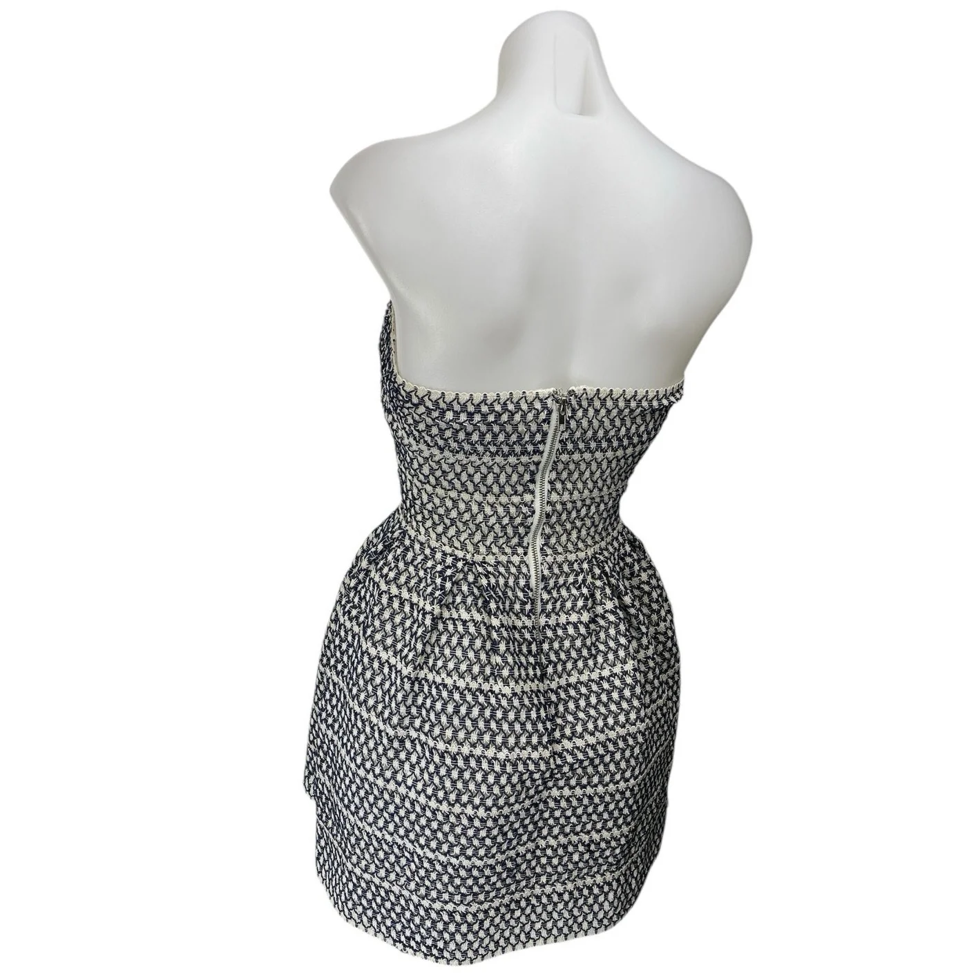 Wow Couture Black White Sleeveless Strapless Mini Babydoll Fit & Flare Dress S - Image 2