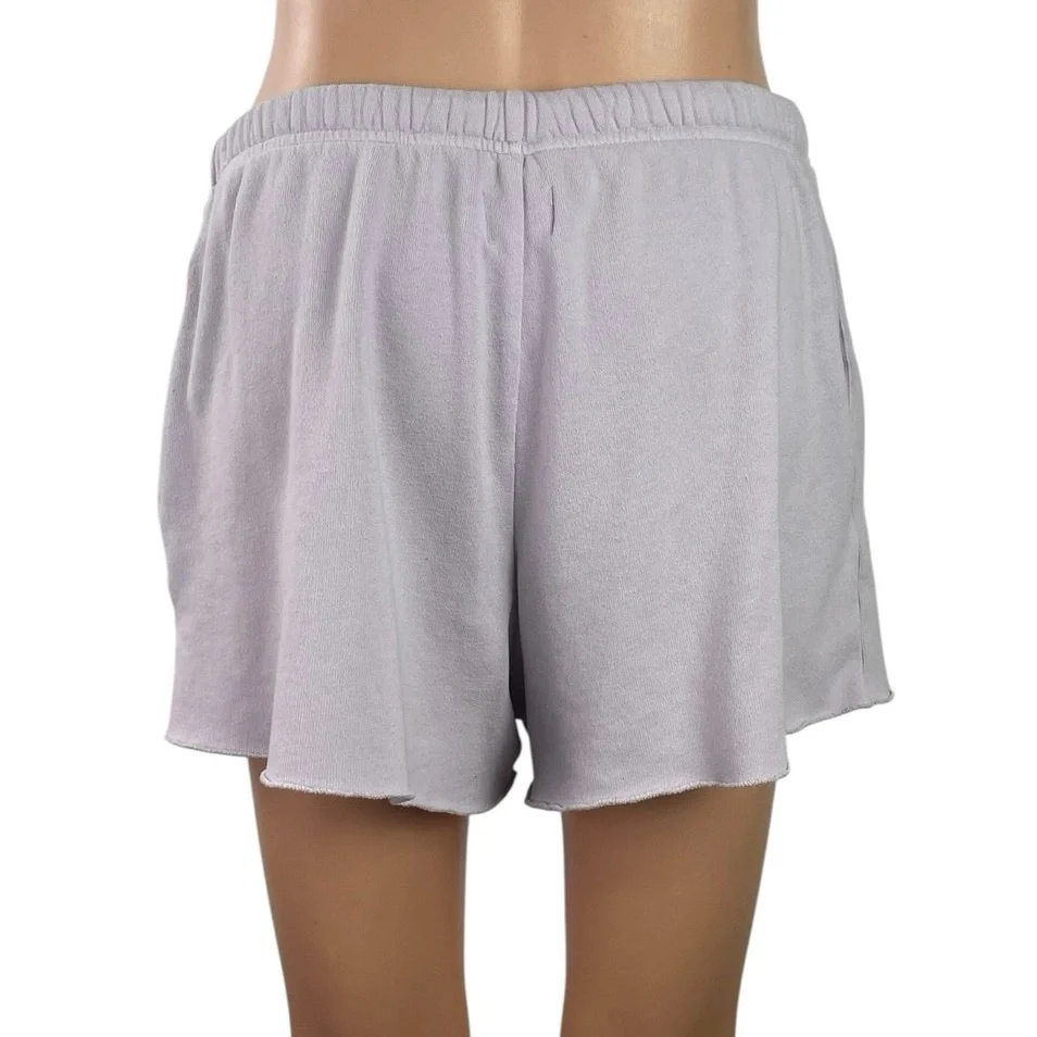 WSLY Women's Purple Lilac Fleece Drawstring Mid Rise Lounge Mini Shorts Size S - Image 3