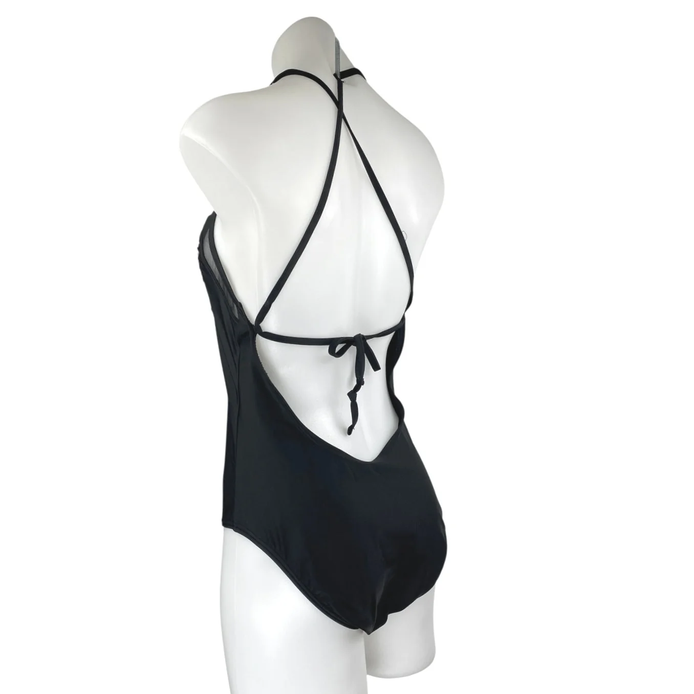 Xhilaration Black Floral Embroidered Mesh Strappy One Piece Swimsuit Swimwear M - Image 2