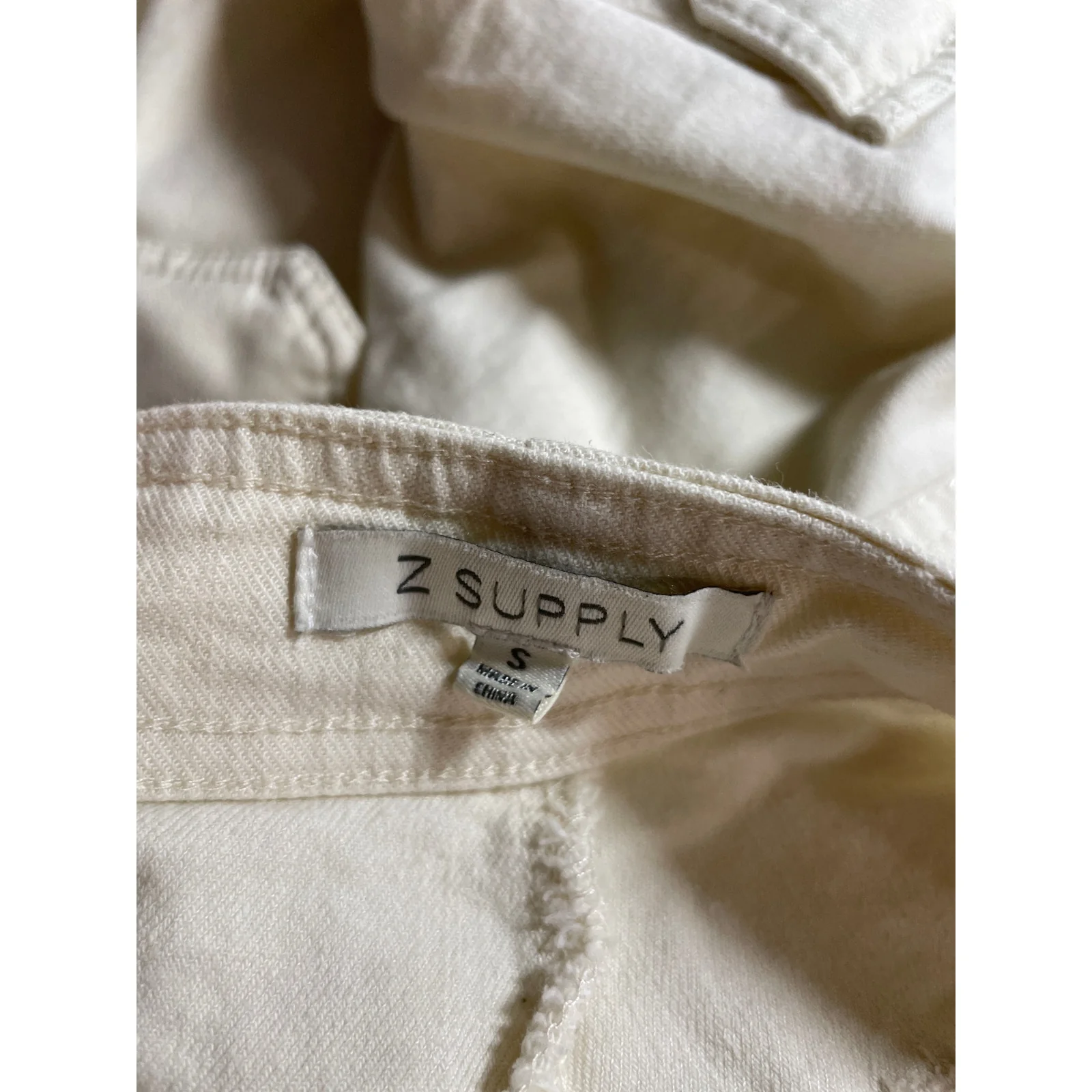 Z Supply Womens White High Rise Carrot Barrel Wide Leg Cargo Denim Jeans Pants S - Image 5