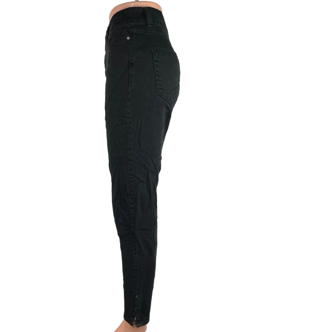 Zara Basic Black Mid Rise Cotton Stretch Denim Cropped Skinny Jeans Size 8 - Image 2
