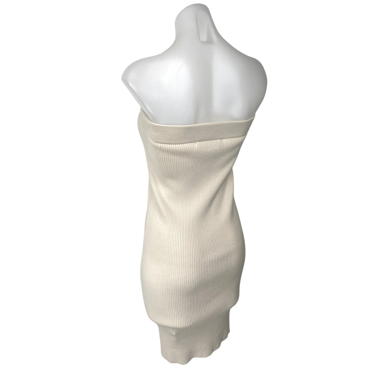 Zara Beige Strapless Sleeveless Ribbed Knit Tube Bandeau Mini Bodycon Dress Sz S - Image 2
