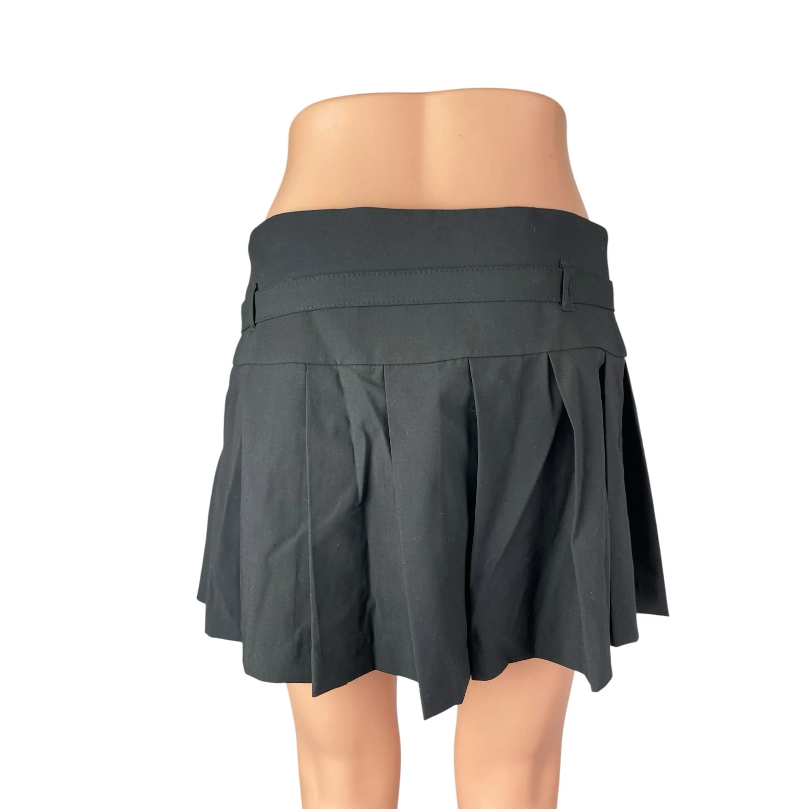 Zara Black Belted Pleated High Rise Mini Skater Flare A-Line Skort Skirt Size M - Image 4